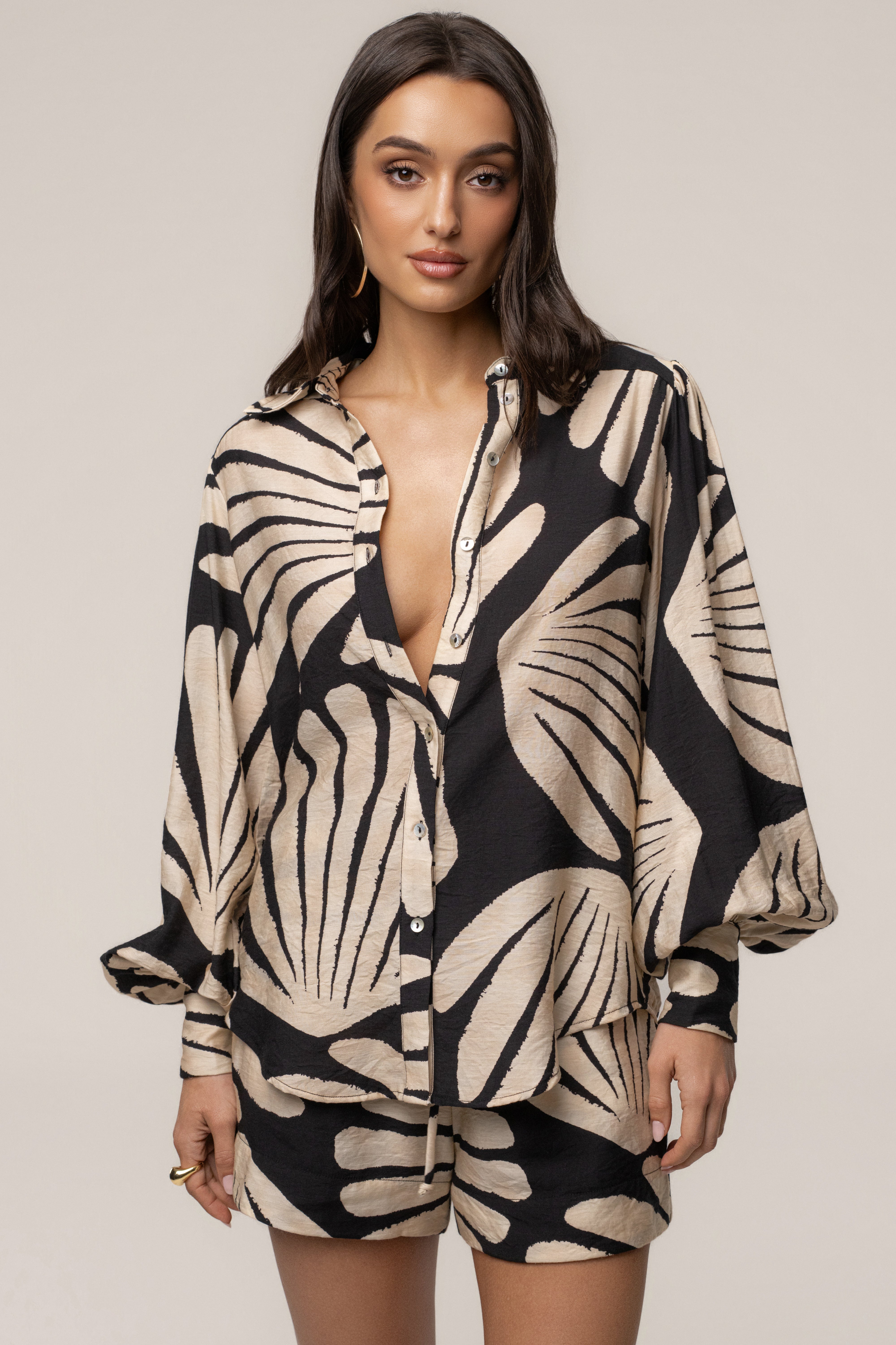 Black Print Lura Short Set - JLUXLABEL