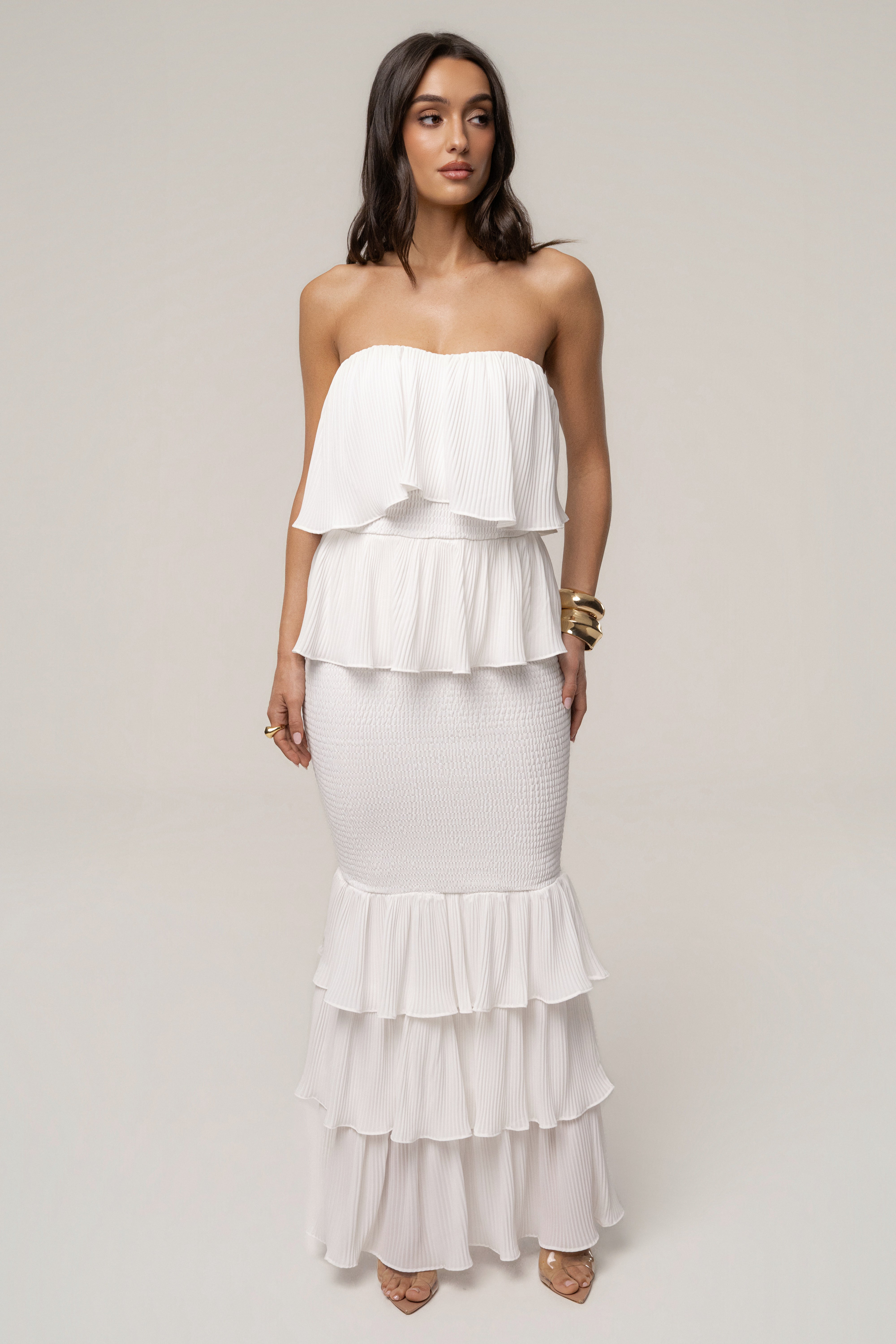 Ivory Casa Blanca Ruffle Dress - JLUXLABEL