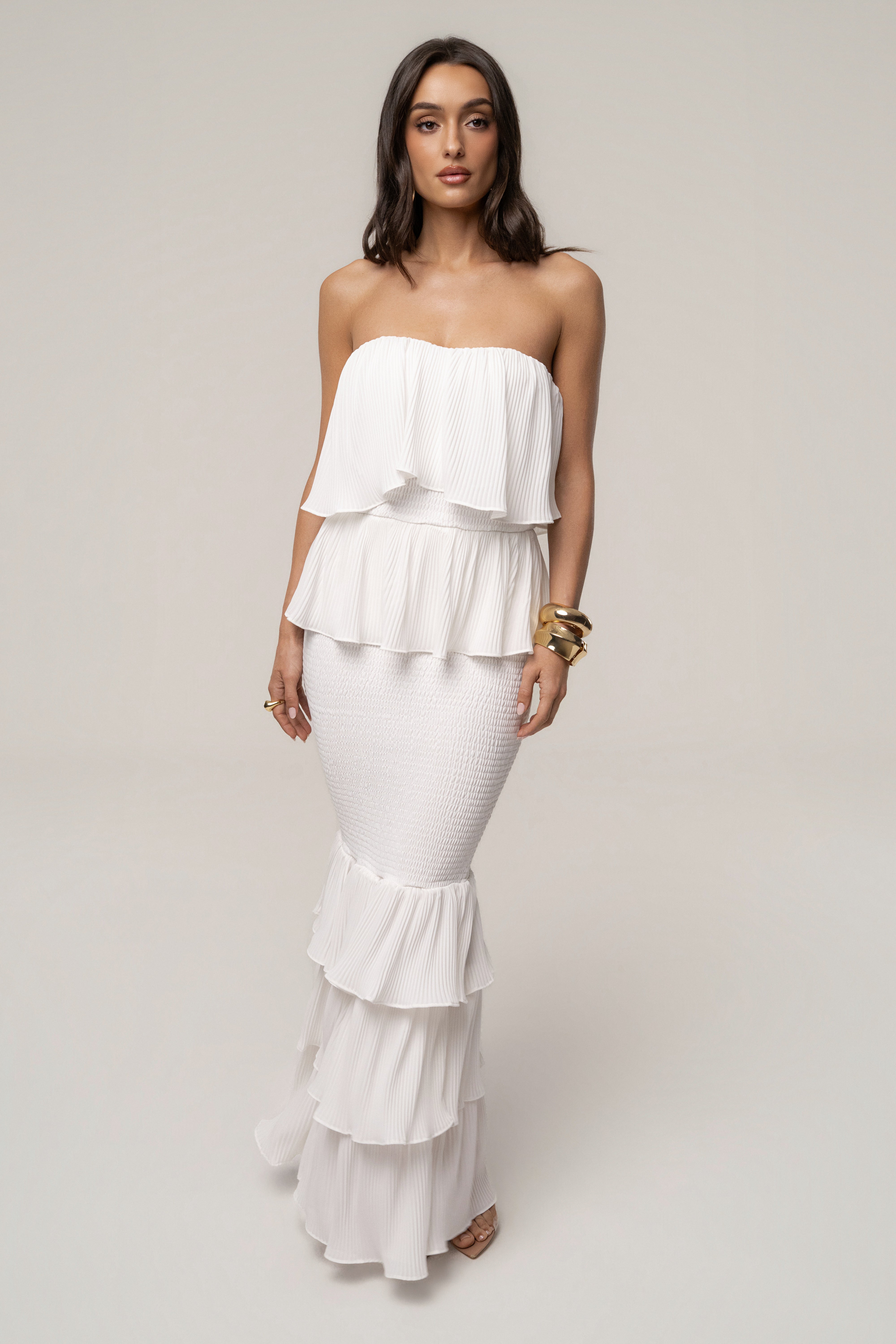 Ivory Casa Blanca Ruffle Dress - JLUXLABEL