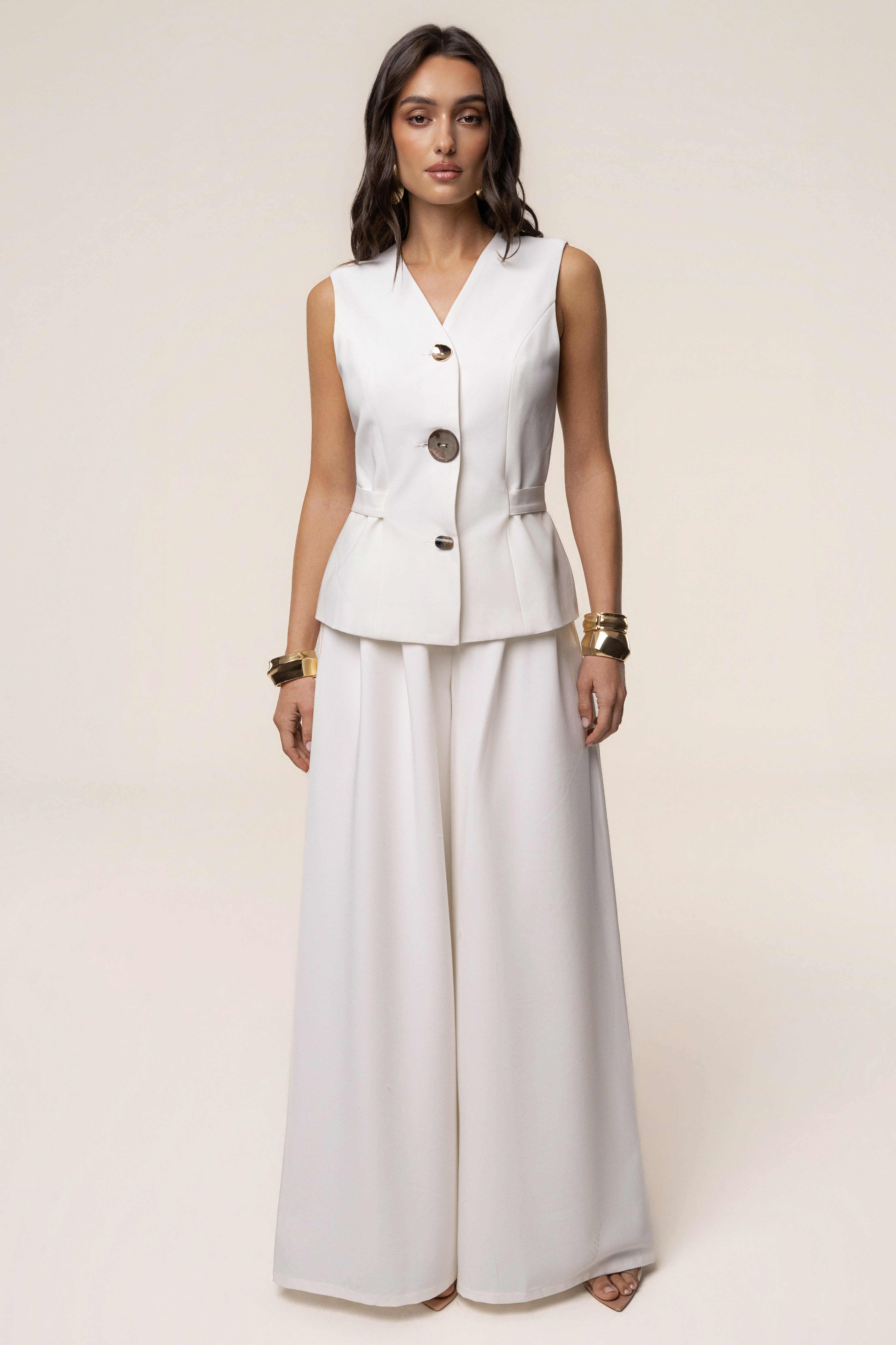 White Costa Tailored Pant Set - JLUXLABEL