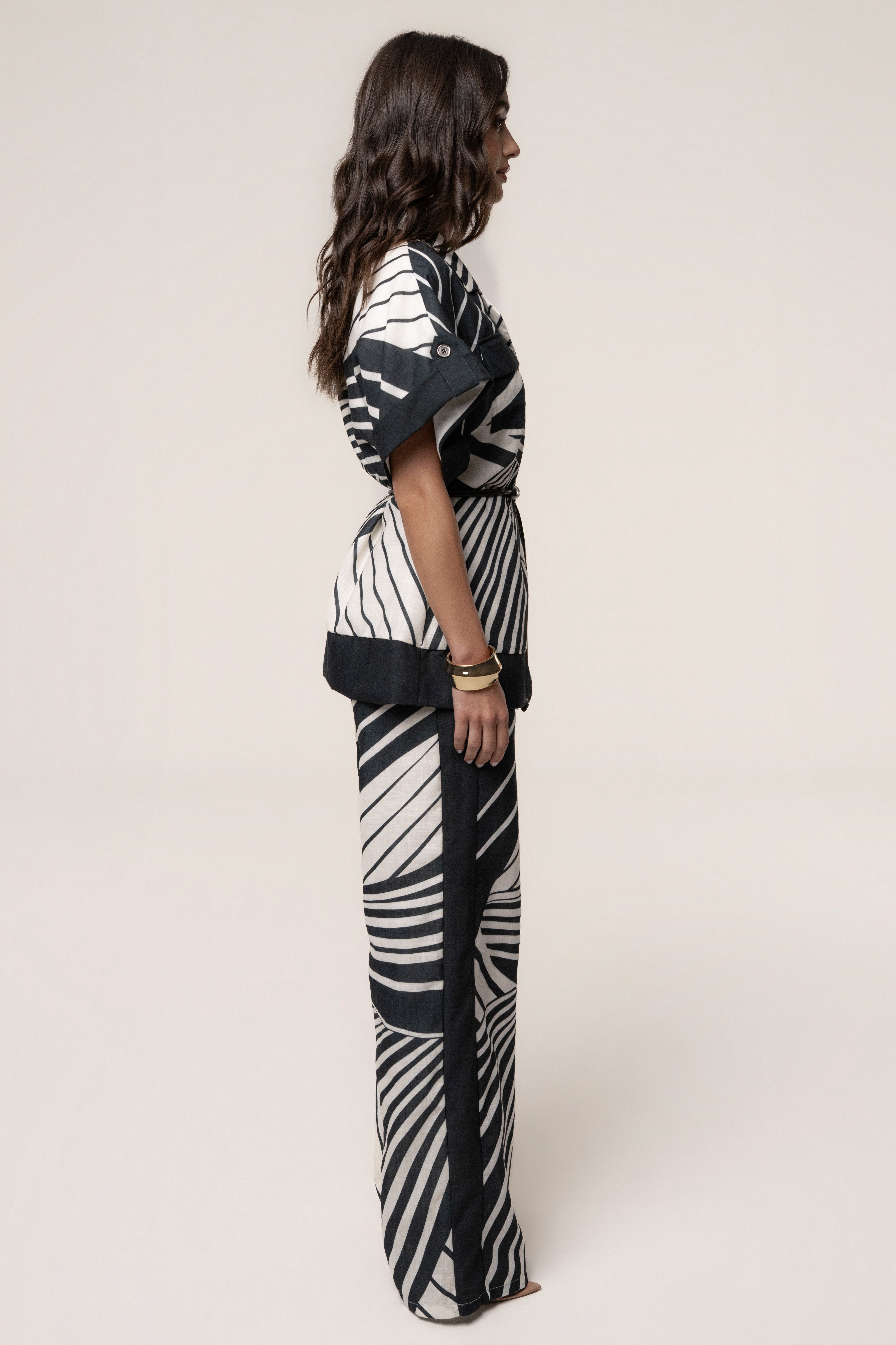 Black Abstract Sahara Pant Set - JLUXLABEL