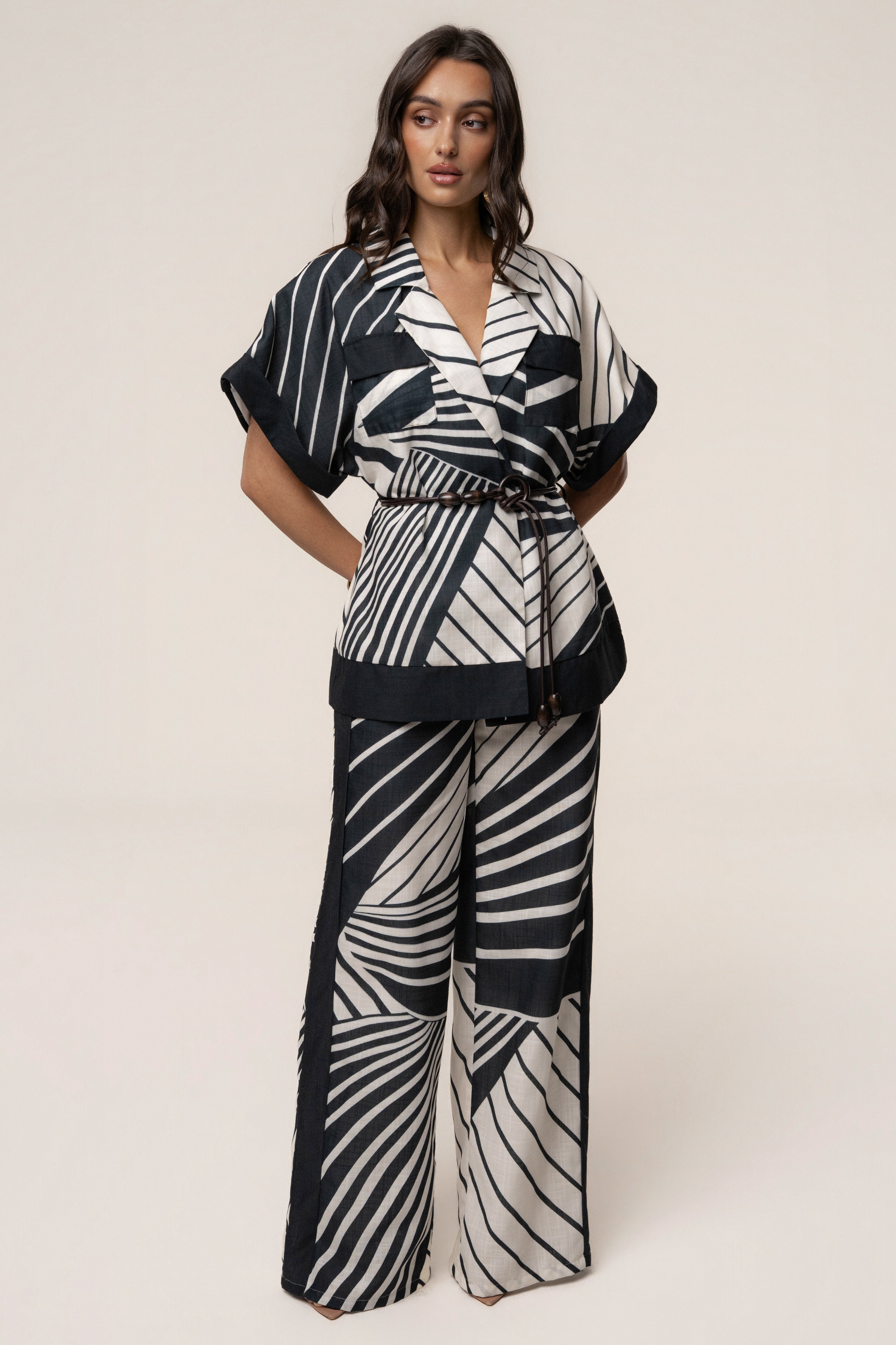 Black Abstract Sahara Pant Set - JLUXLABEL