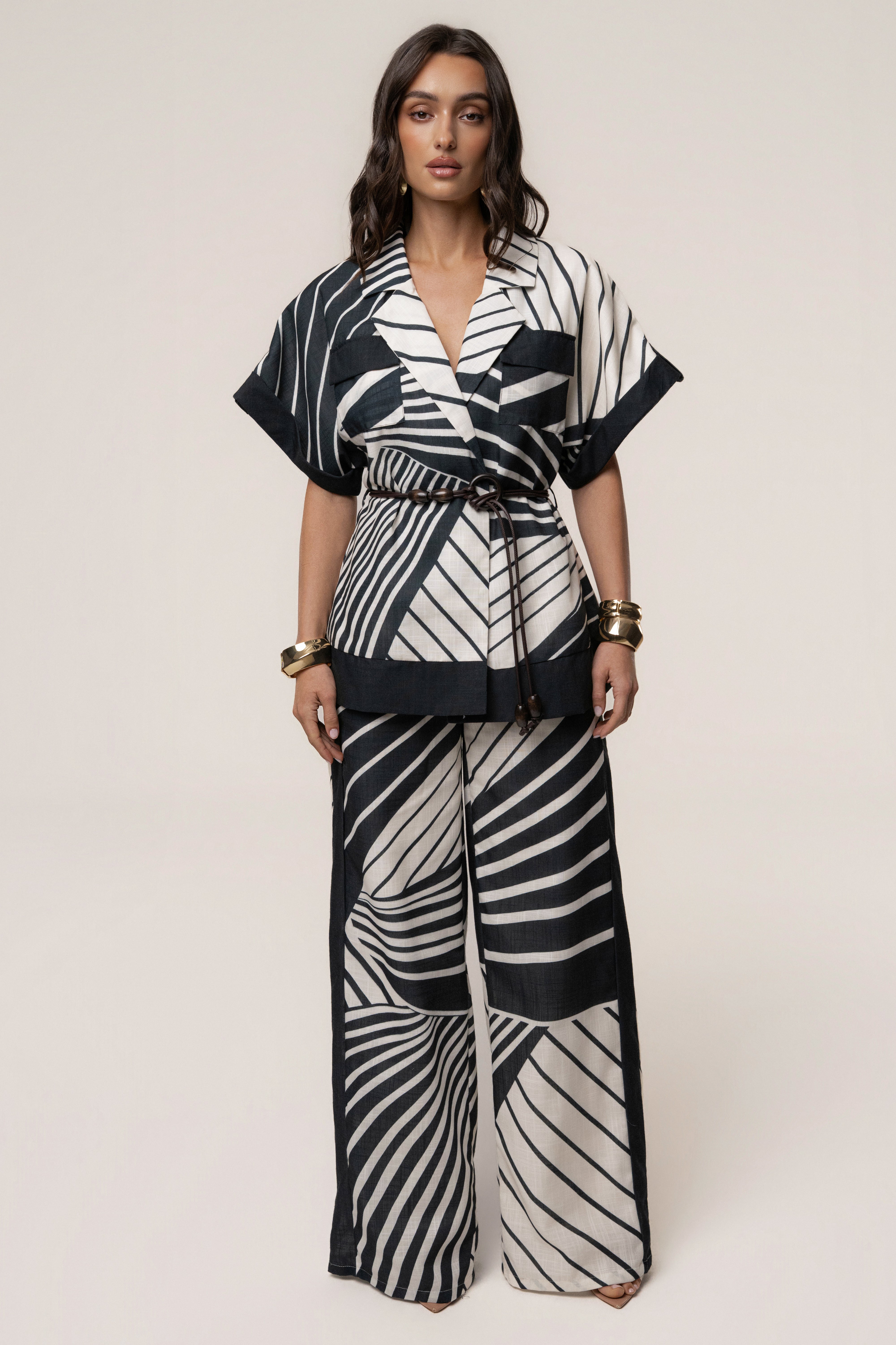 Black Abstract Sahara Pant Set - JLUXLABEL