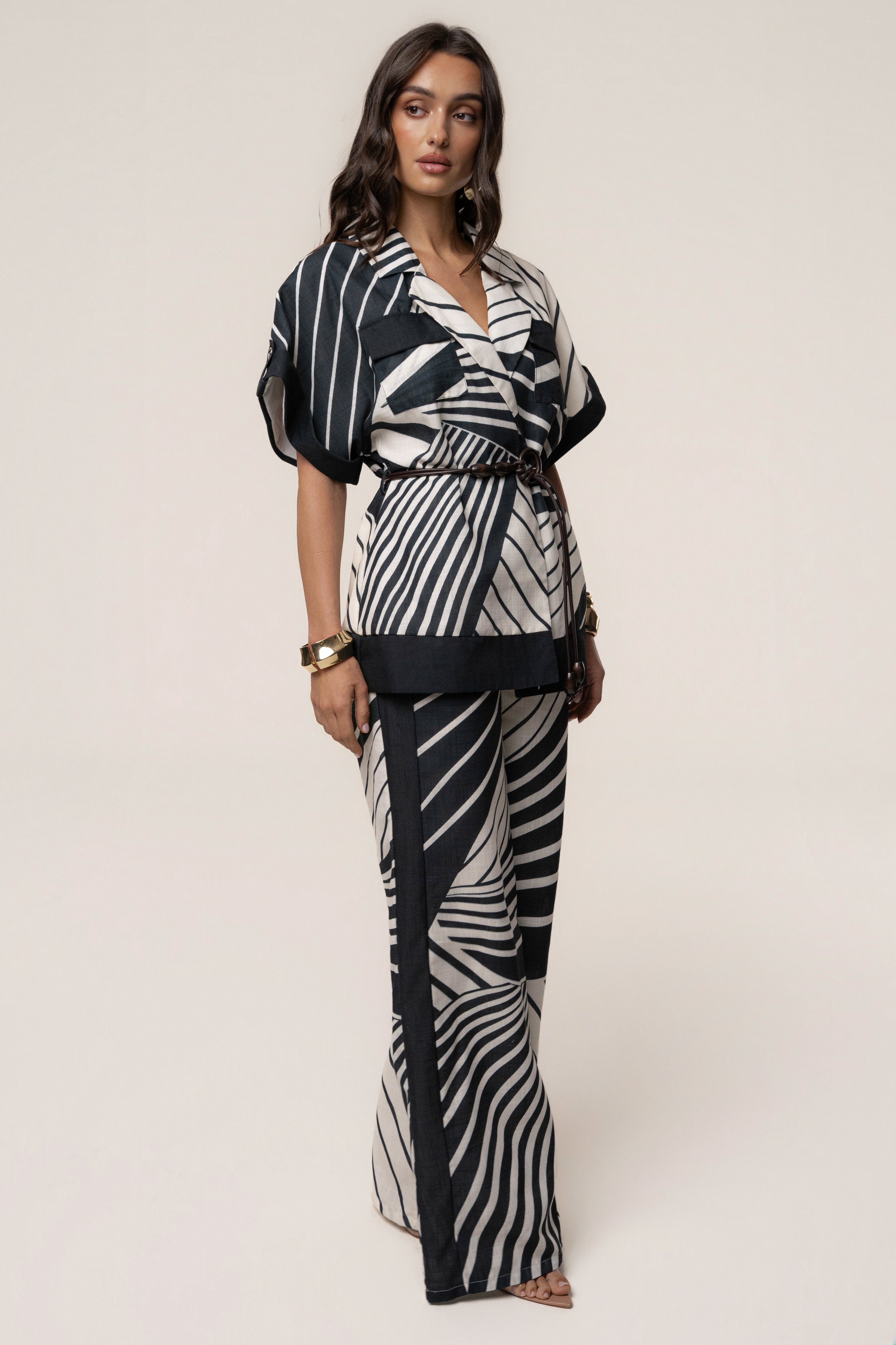 Black Abstract Sahara Pant Set - JLUXLABEL