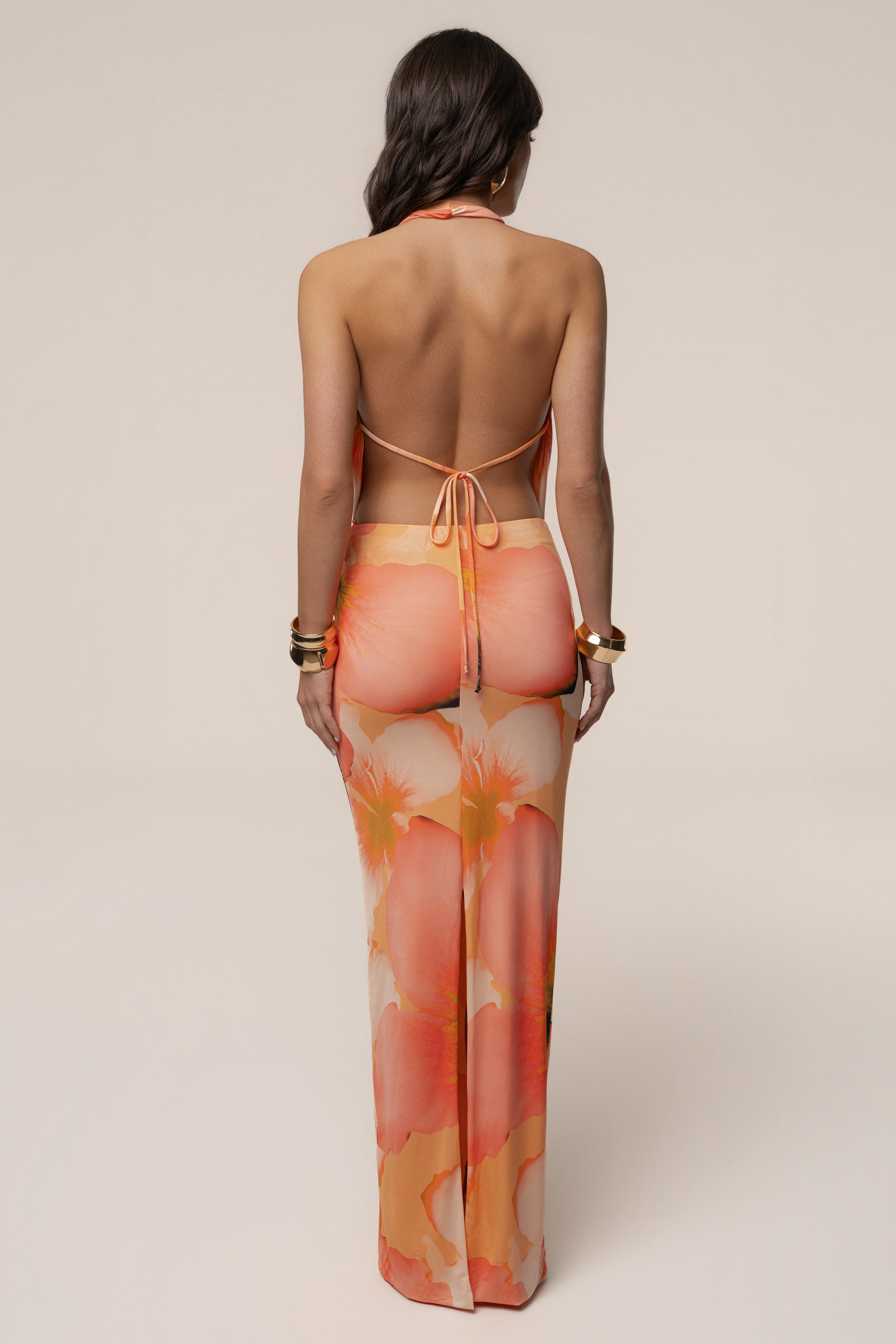Orange  Dawn Draped Maxi Dress - JLUXLABEL