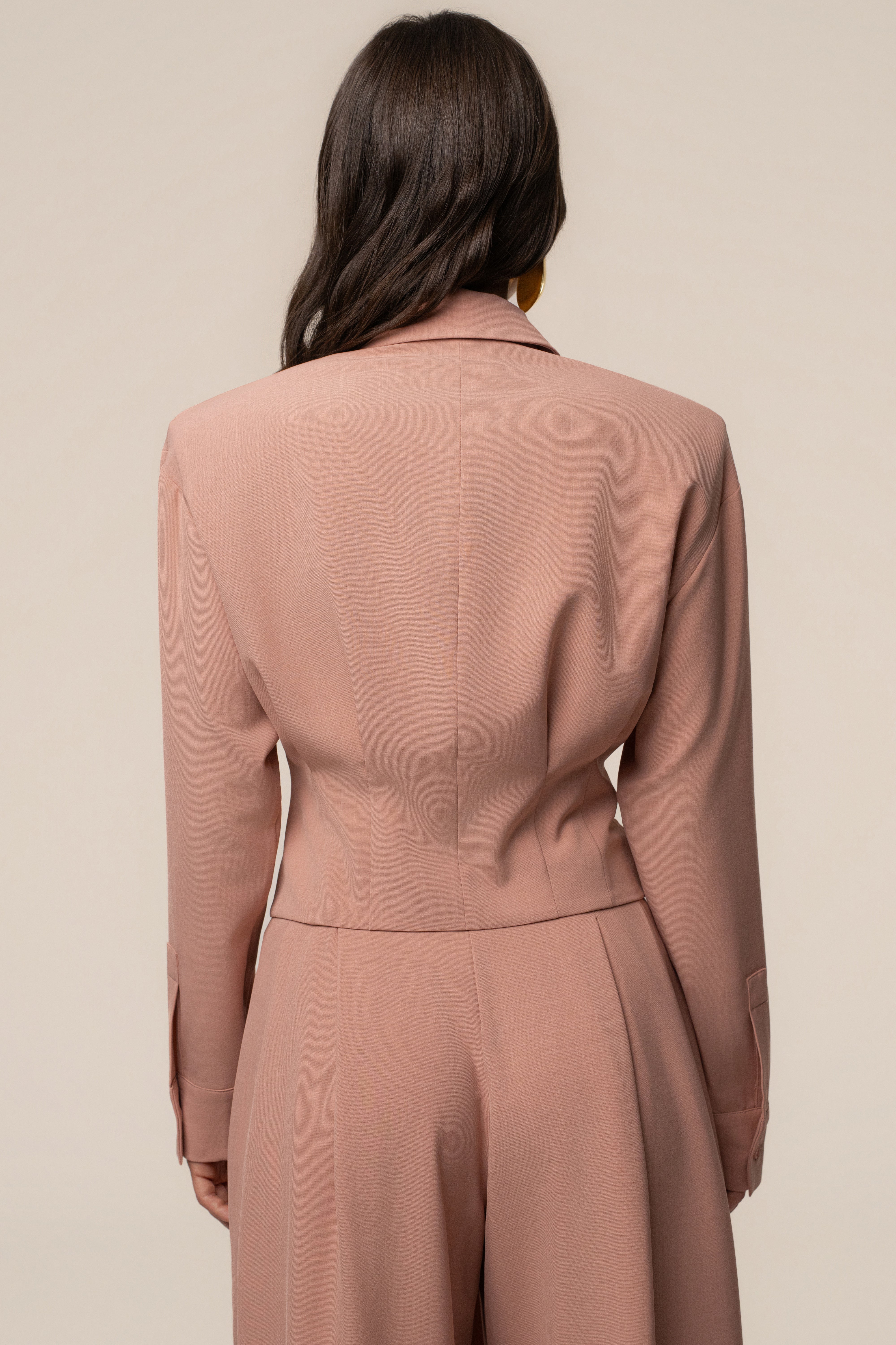 Mauve JLUXLABEL wrap top with long sleeves and V-neck, made from soft, flowy fabric, stylish for casual or dressy occasions.