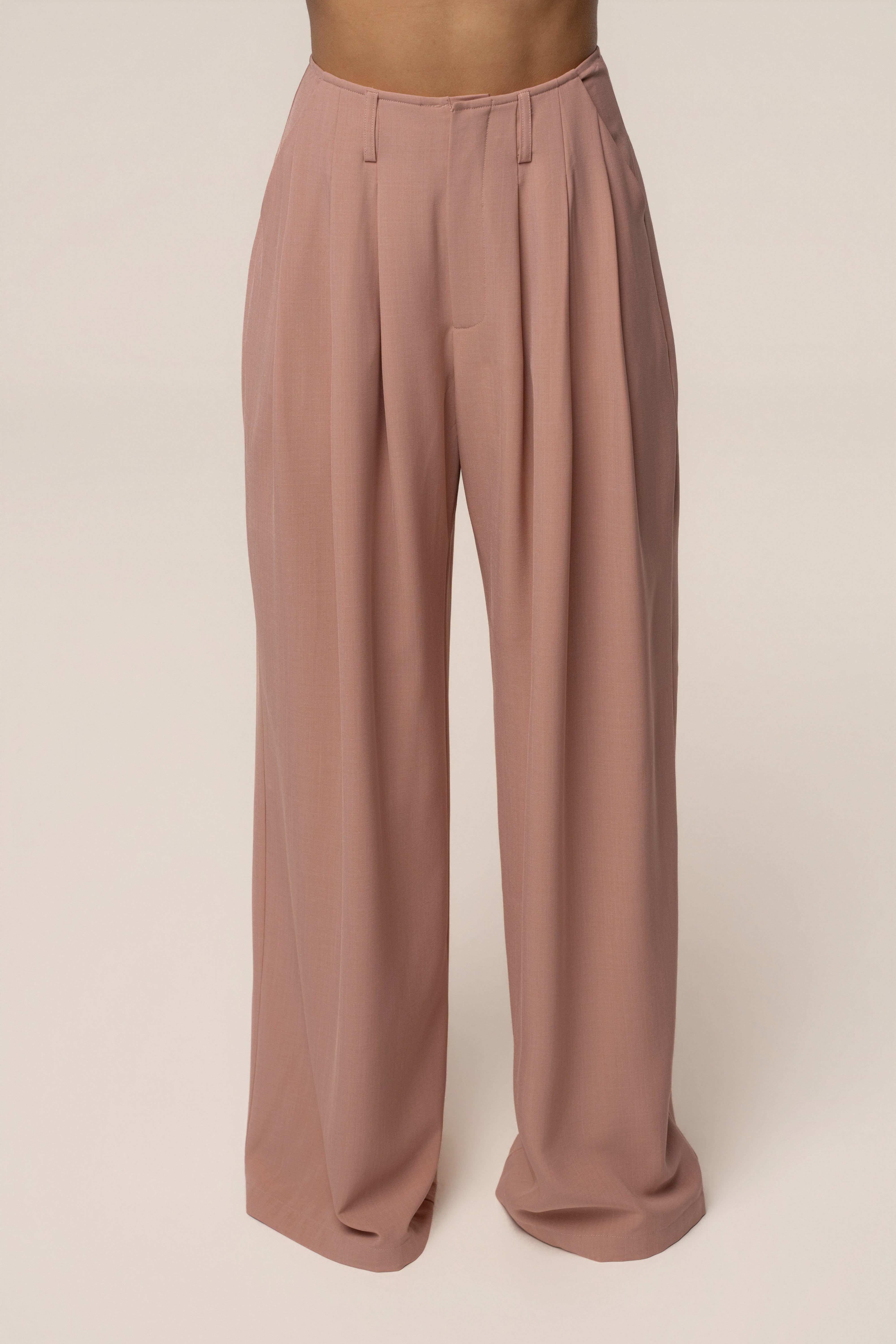 Tapered Pleats Pants Pink Beige 韓国 スラックス Mauve Estate Pleated Trouser