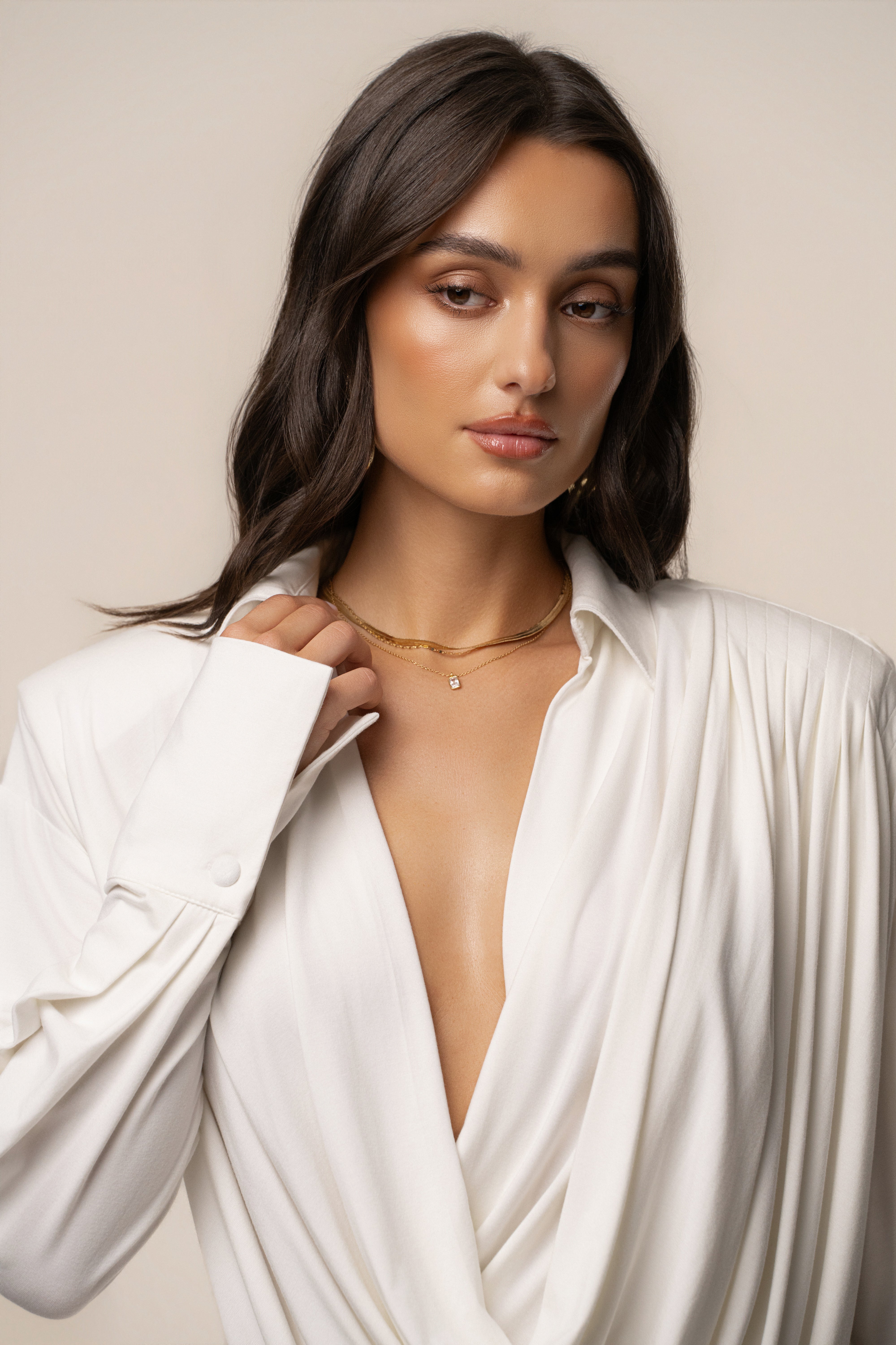 Ivory Poise Draped Maxi Dress - JLUXLABEL