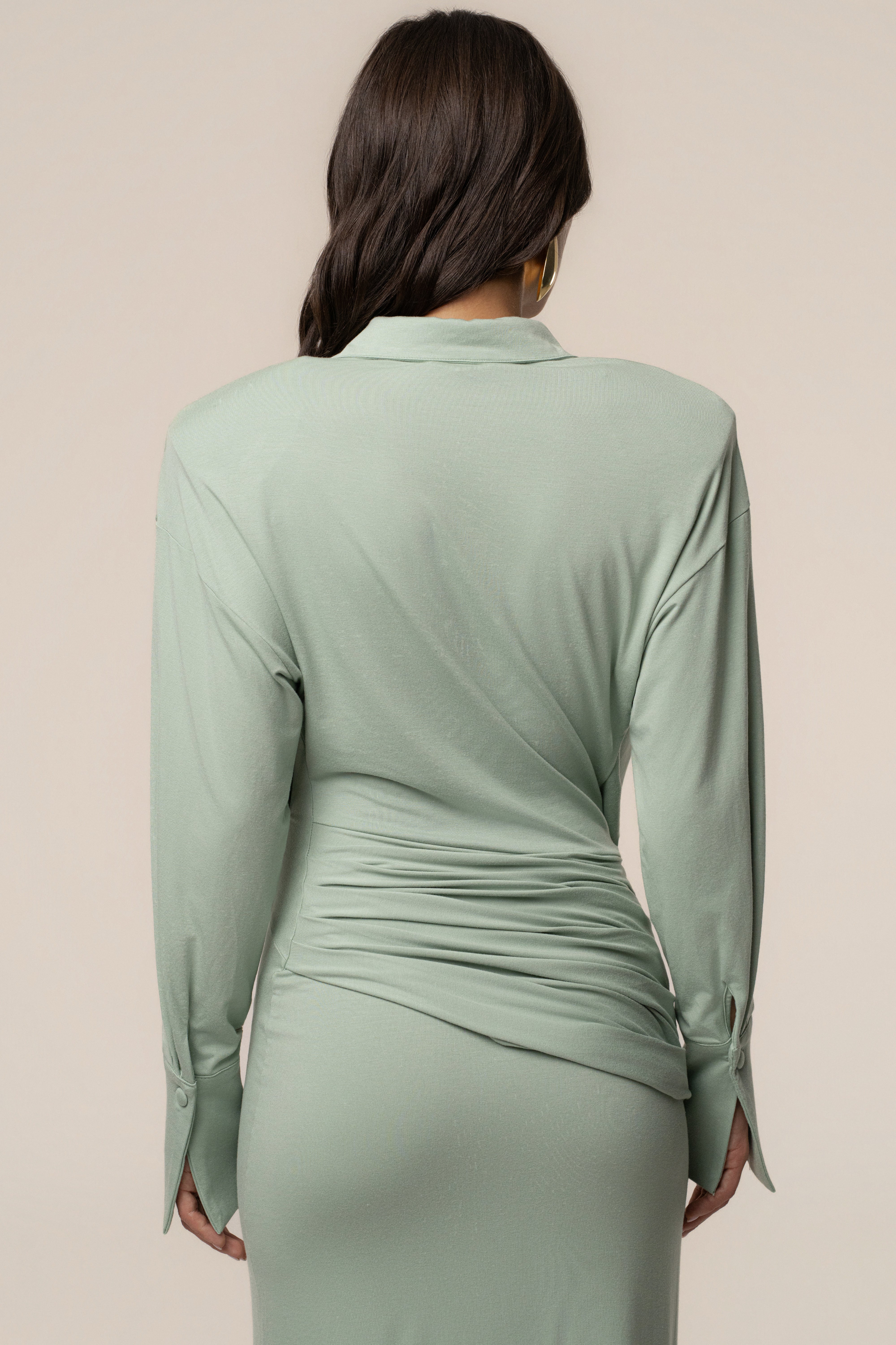 Mint Poise Draped Maxi Dress - JLUXLABEL