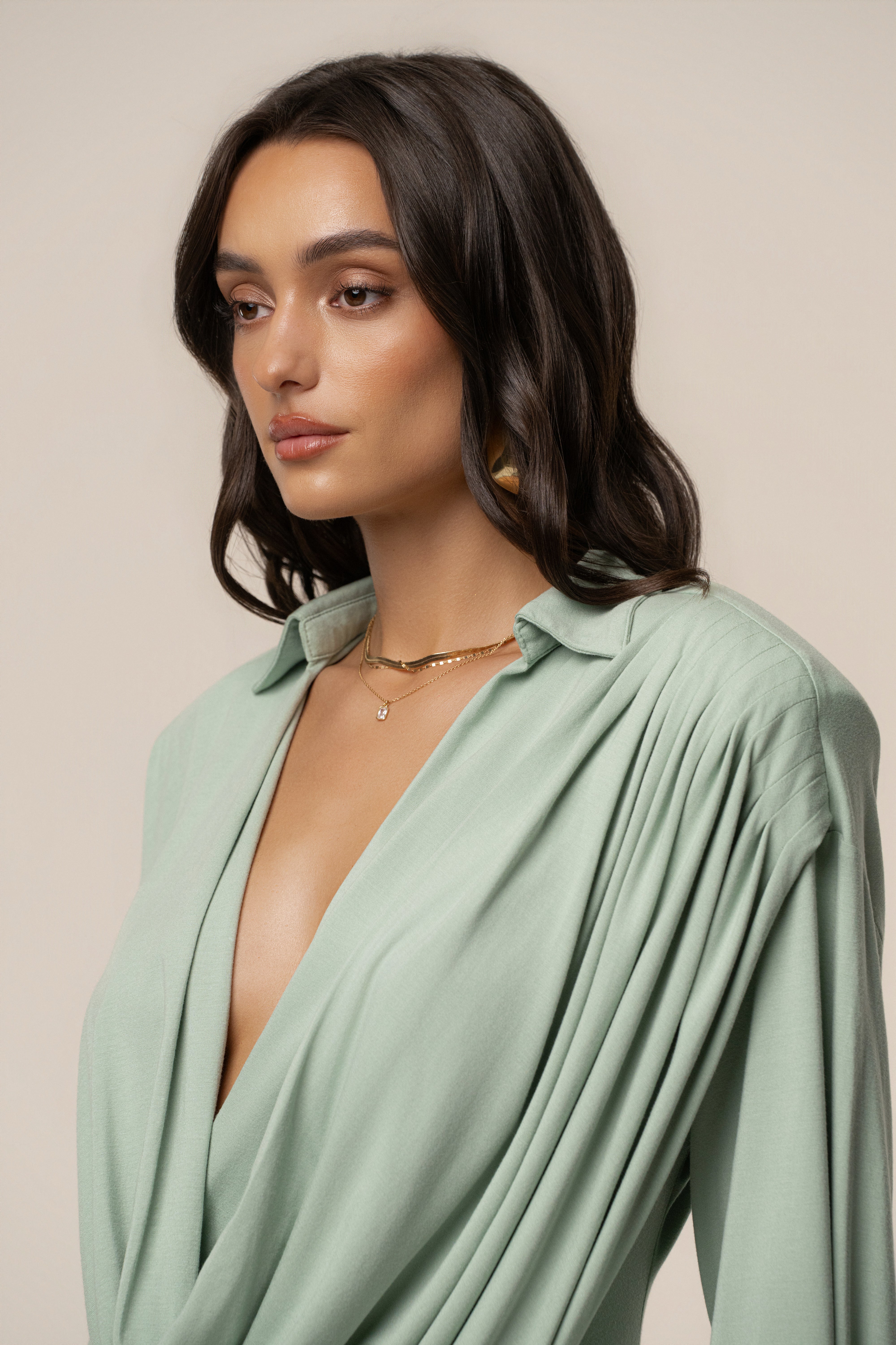 Mint Poise Draped Maxi Dress - JLUXLABEL