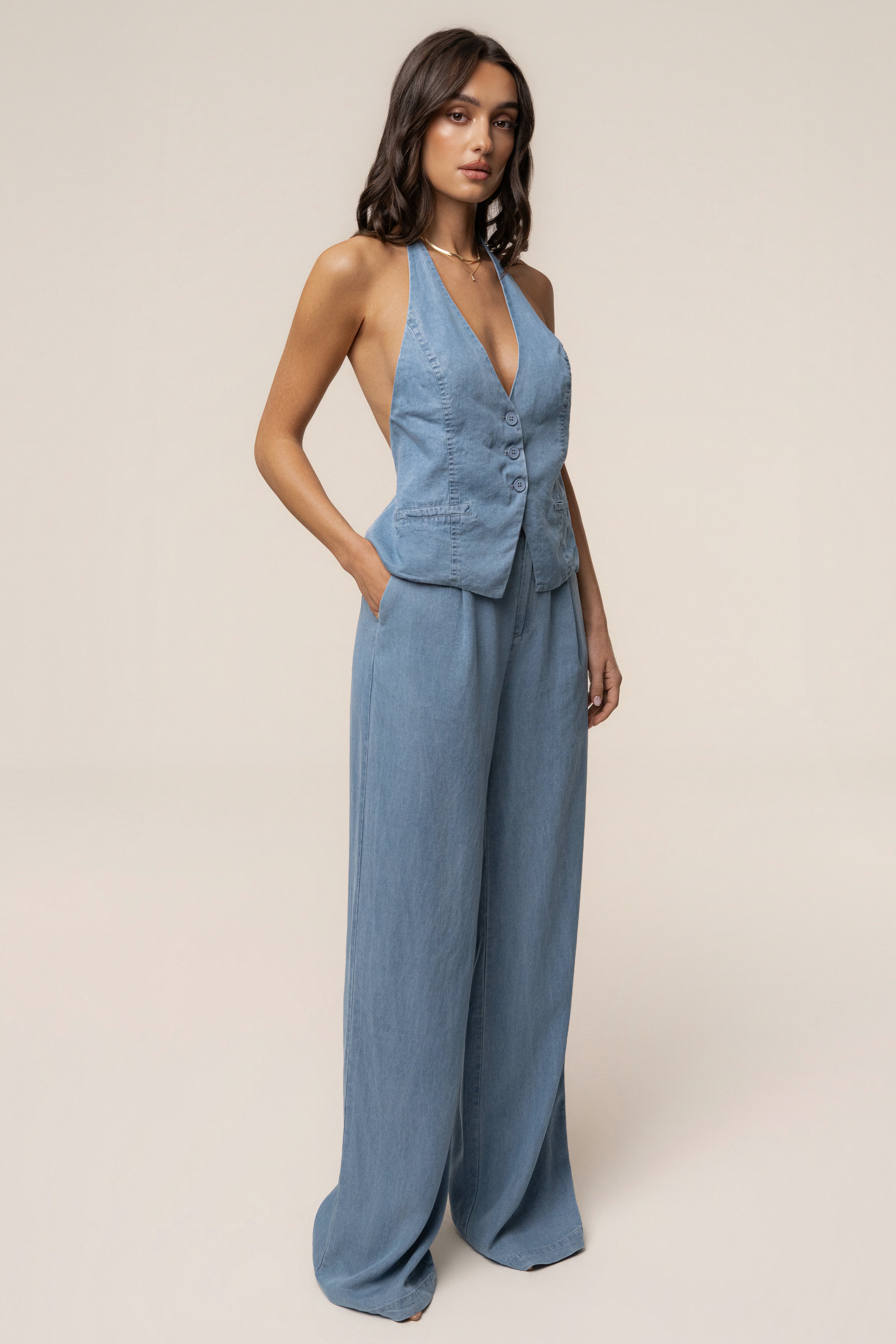 Chambray Downtown Pant - JLUXLABEL