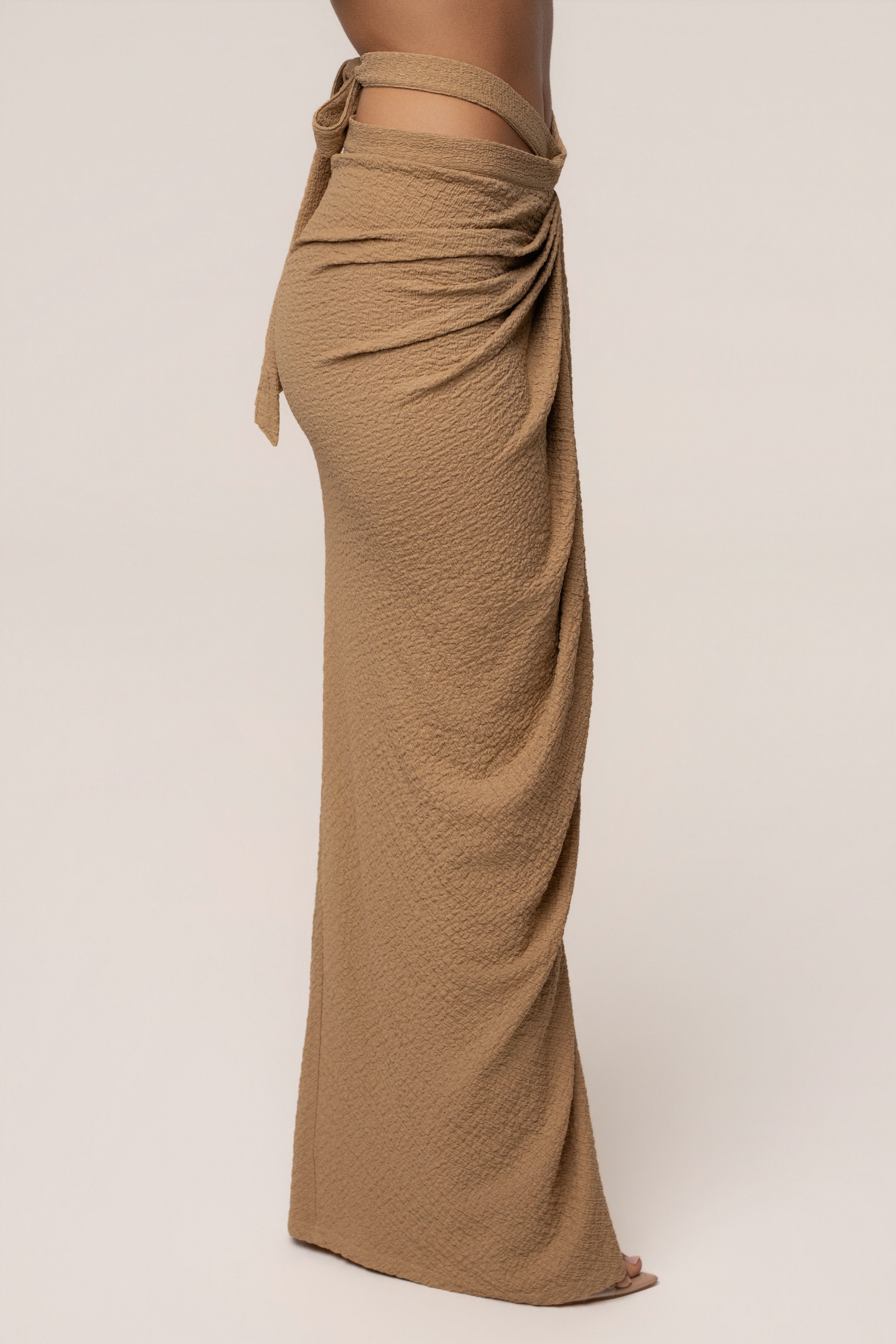 Beige Cabana Slit Maxi Skirt - JLUXLABEL