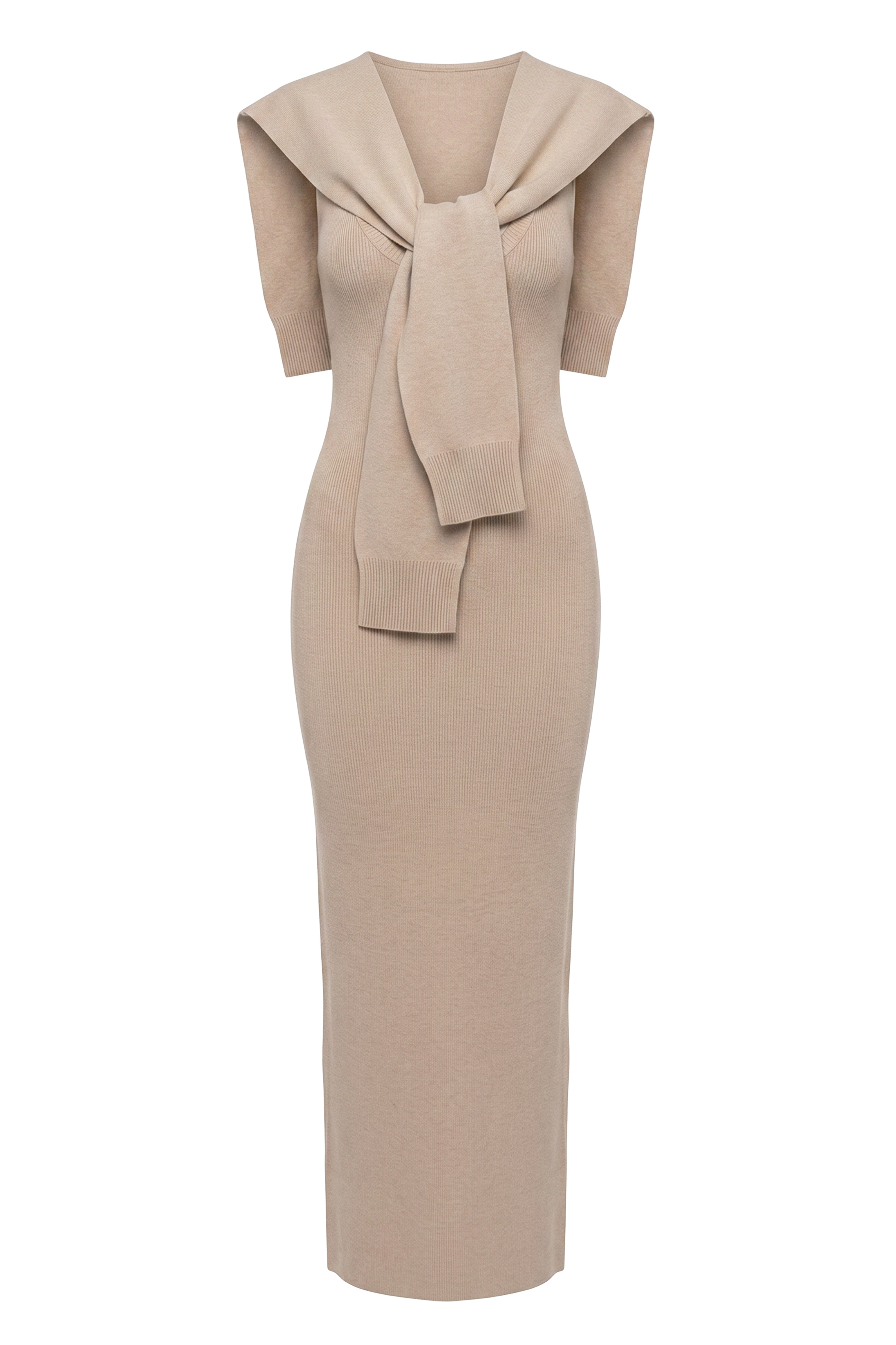 Oatmeal Florence Knit Maxi Dress - JLUXLABEL