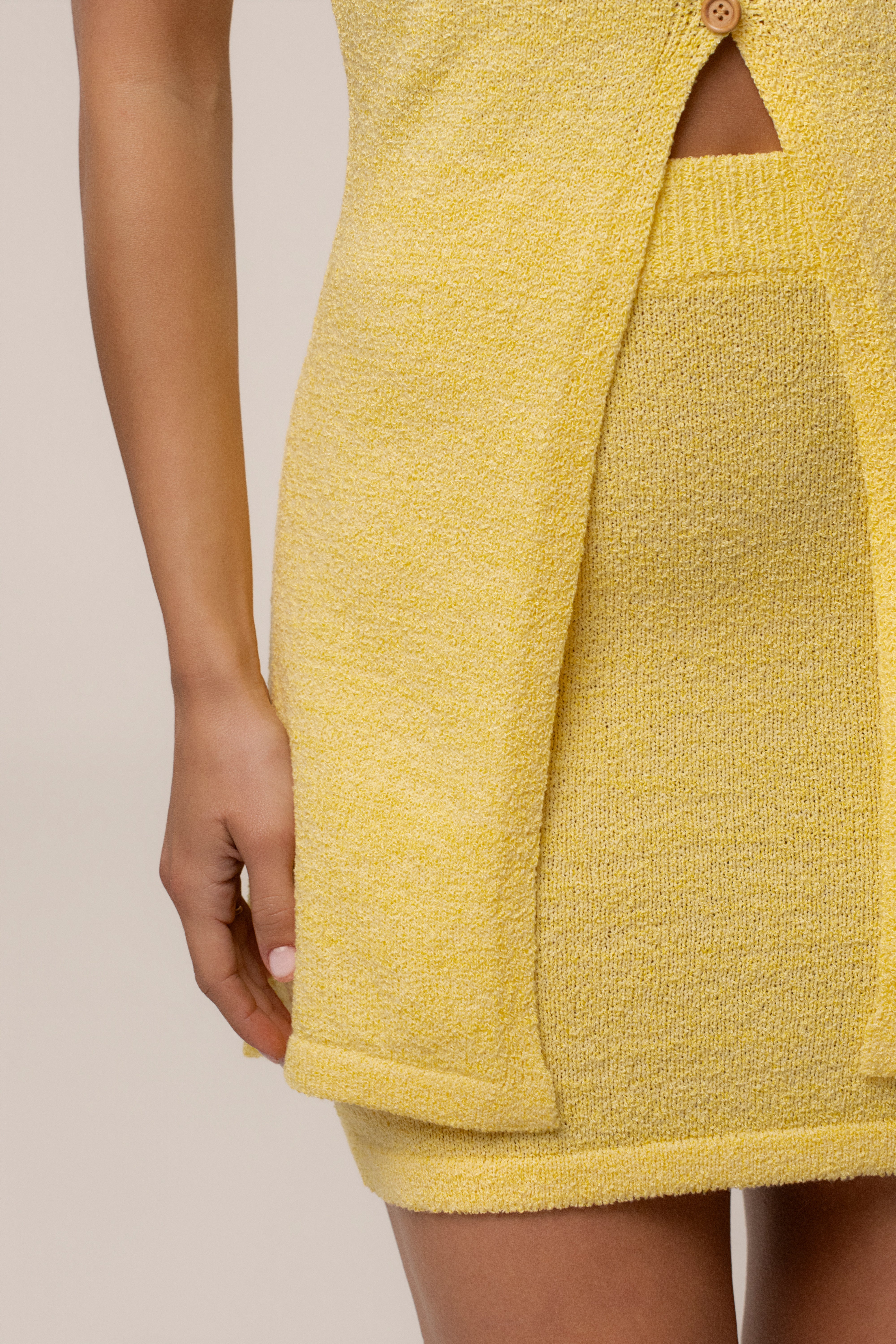 Yellow Drift Knit Skirt Set - JLUXLABEL