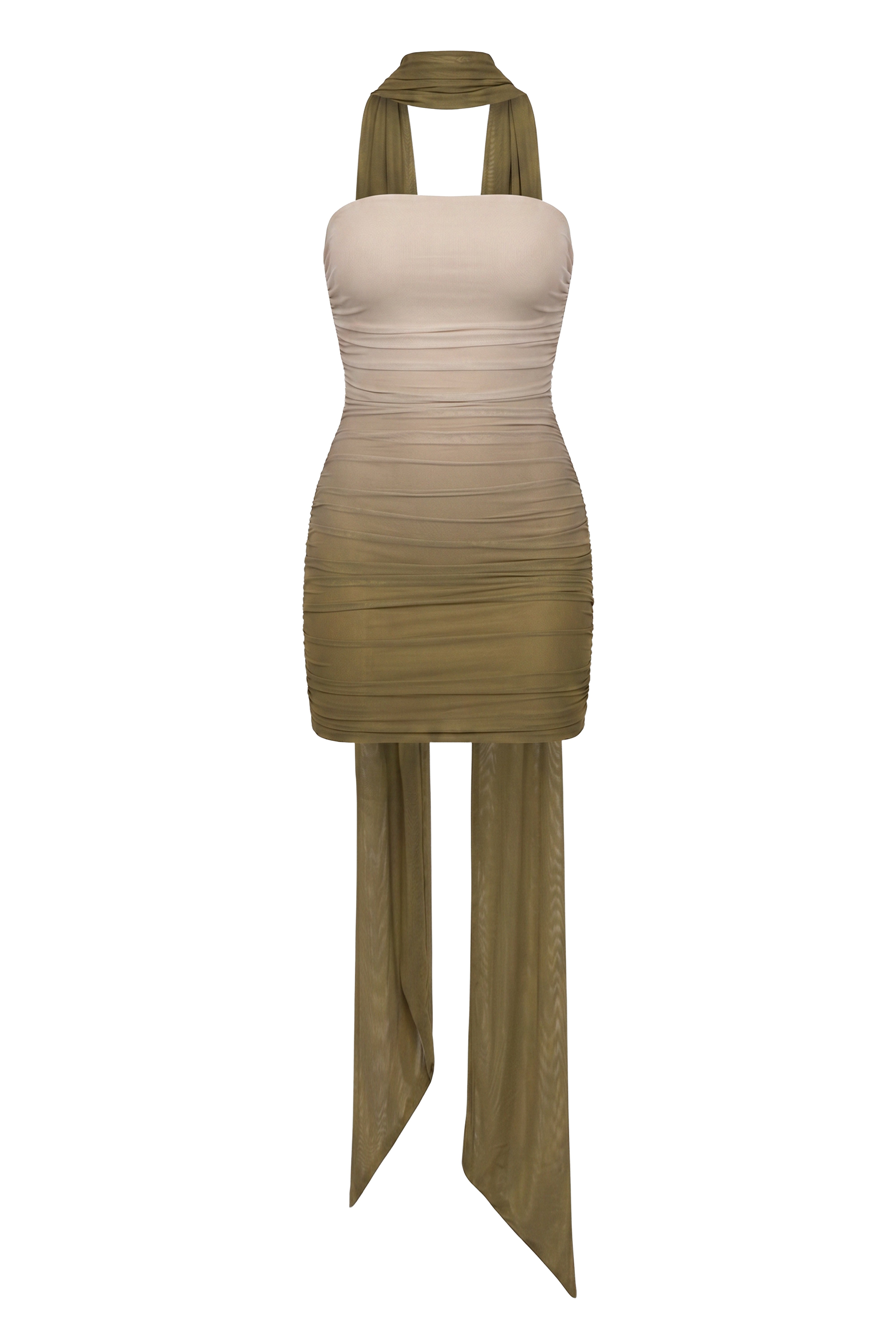Green Romance Scarf Mini Dress - JLUXLABEL