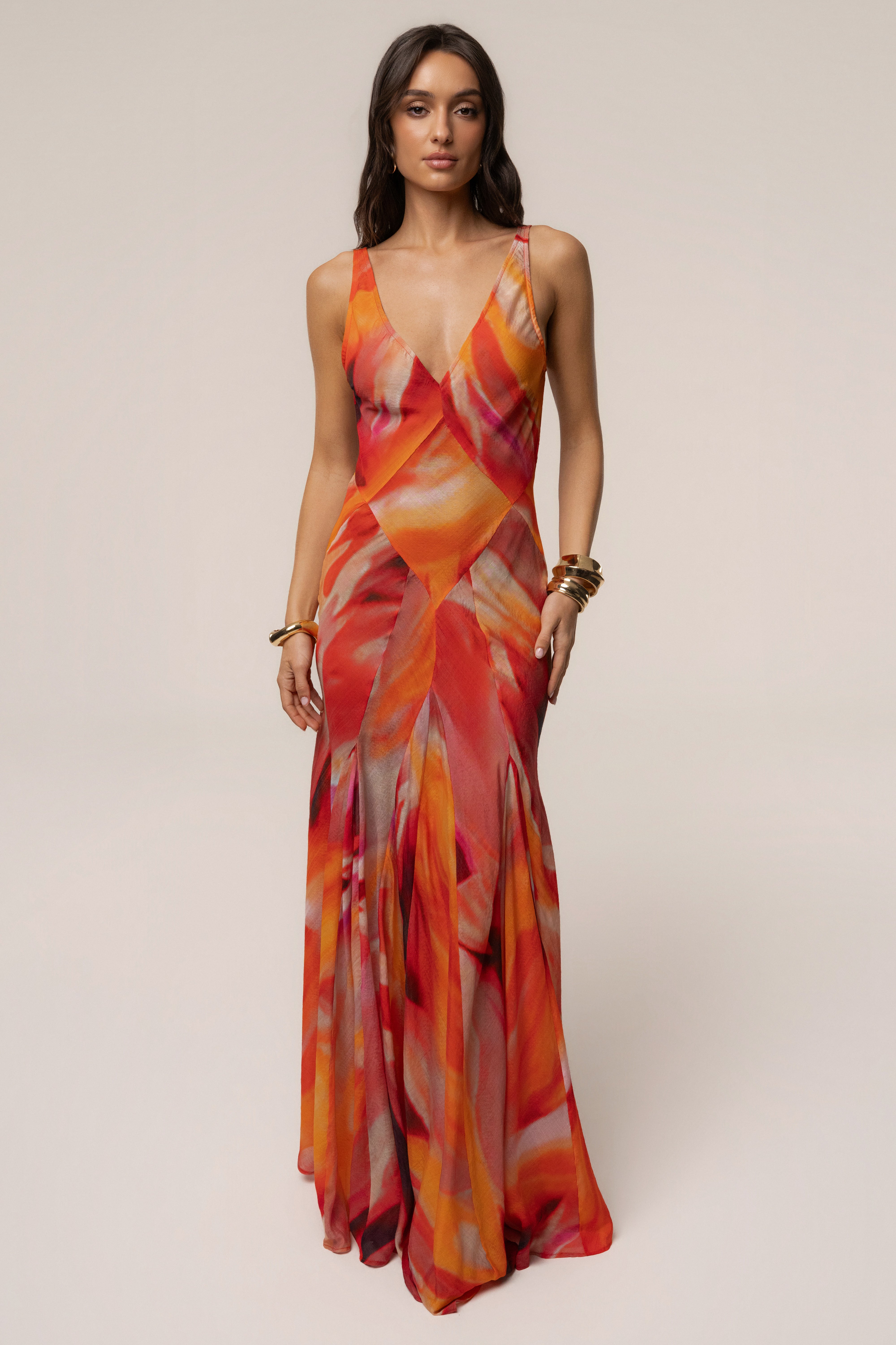 Red Prism Tide Maxi Dress - JLUXLABEL