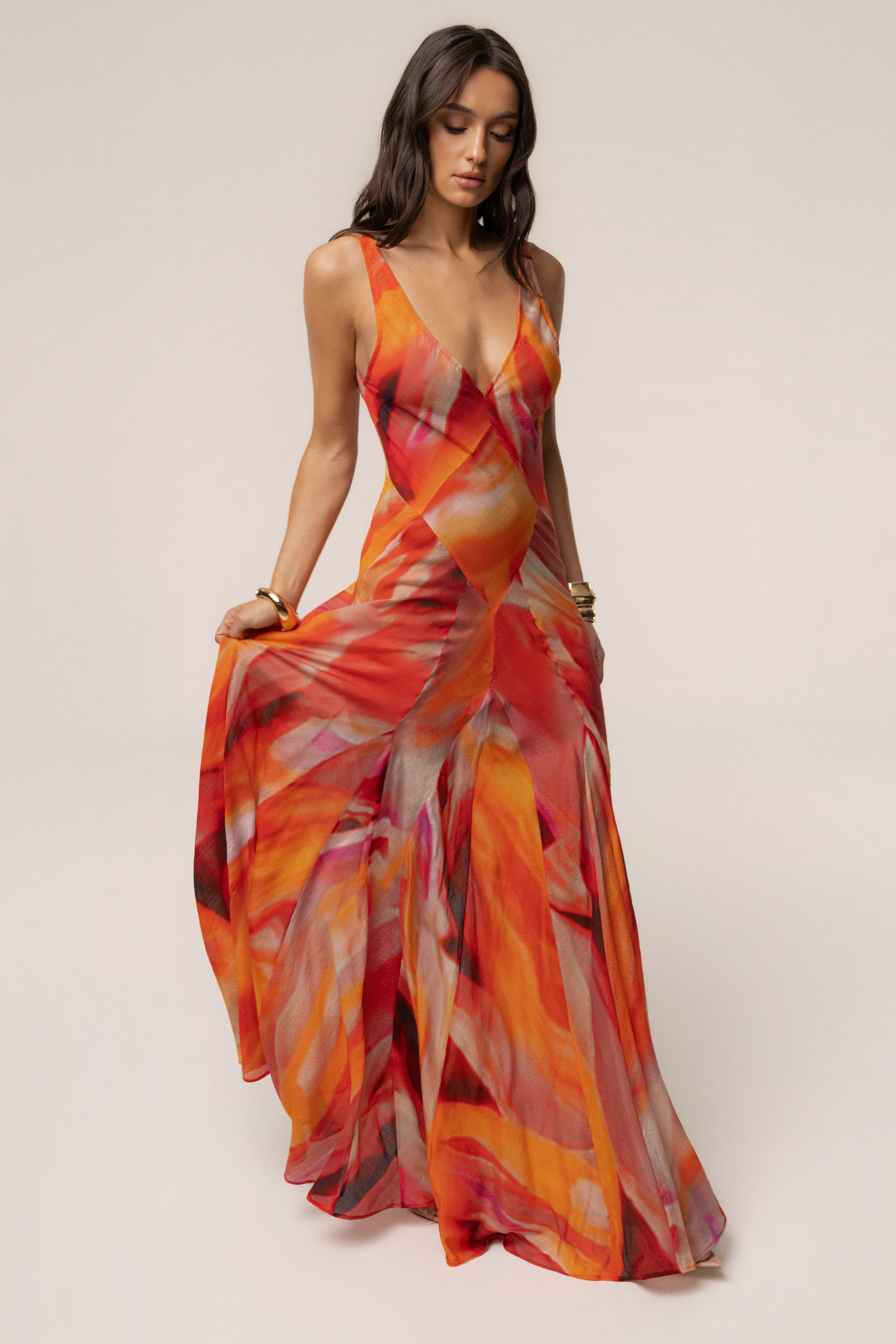 Red Prism Tide Maxi Dress - JLUXLABEL