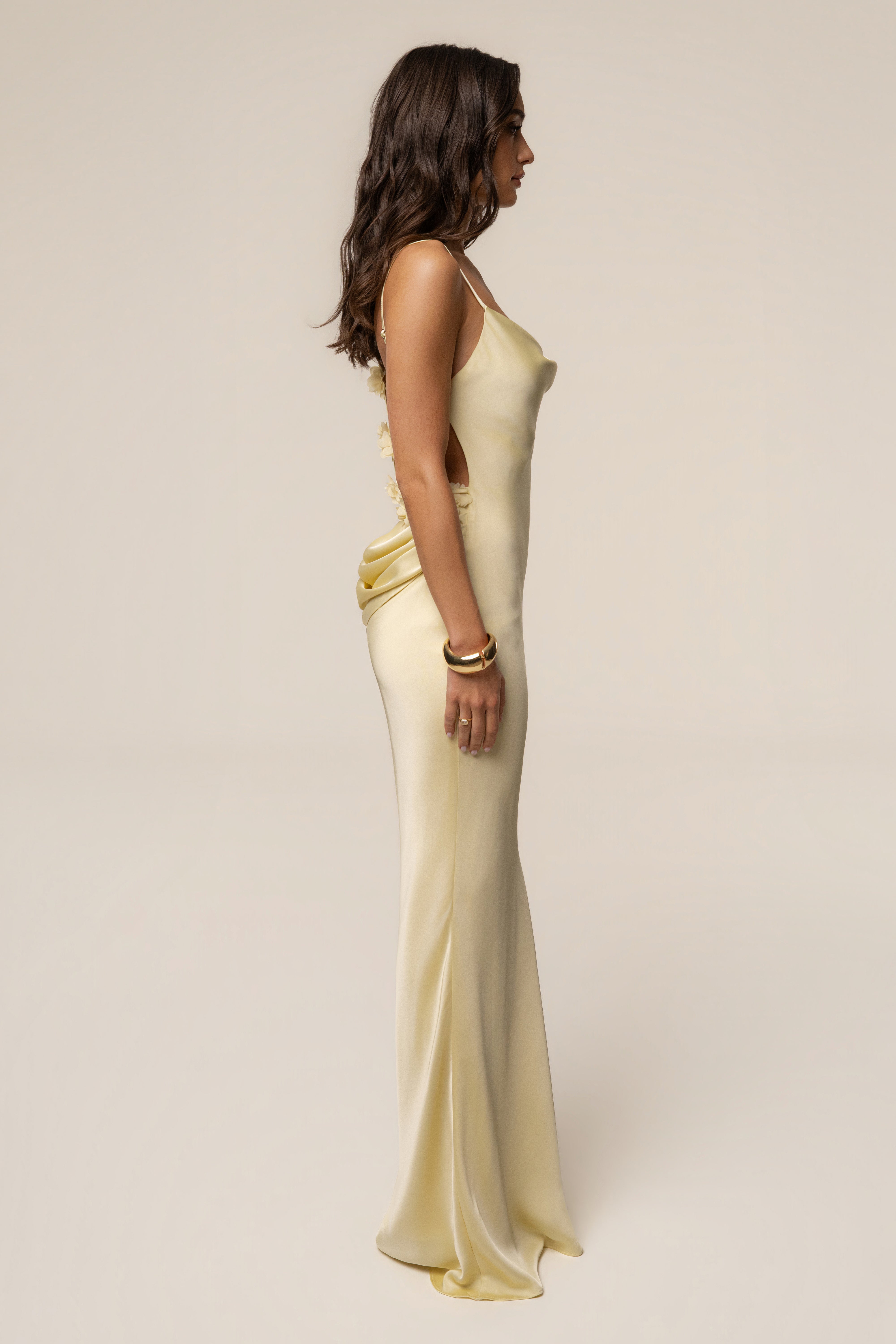 PRE-ORDER Yellow Down The Aisle Satin Gown - JLUXLABEL