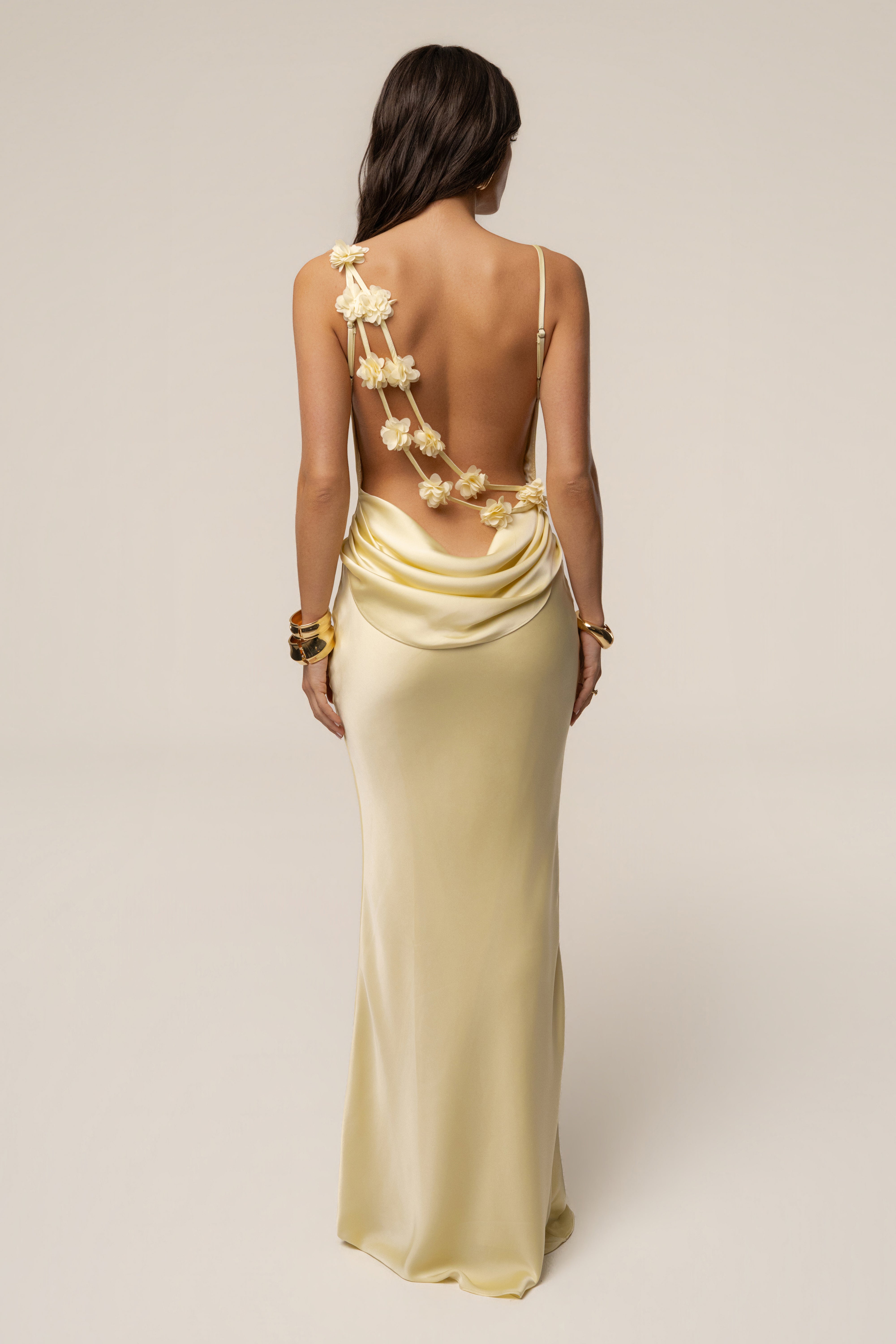 PRE-ORDER Yellow Down The Aisle Satin Gown - JLUXLABEL