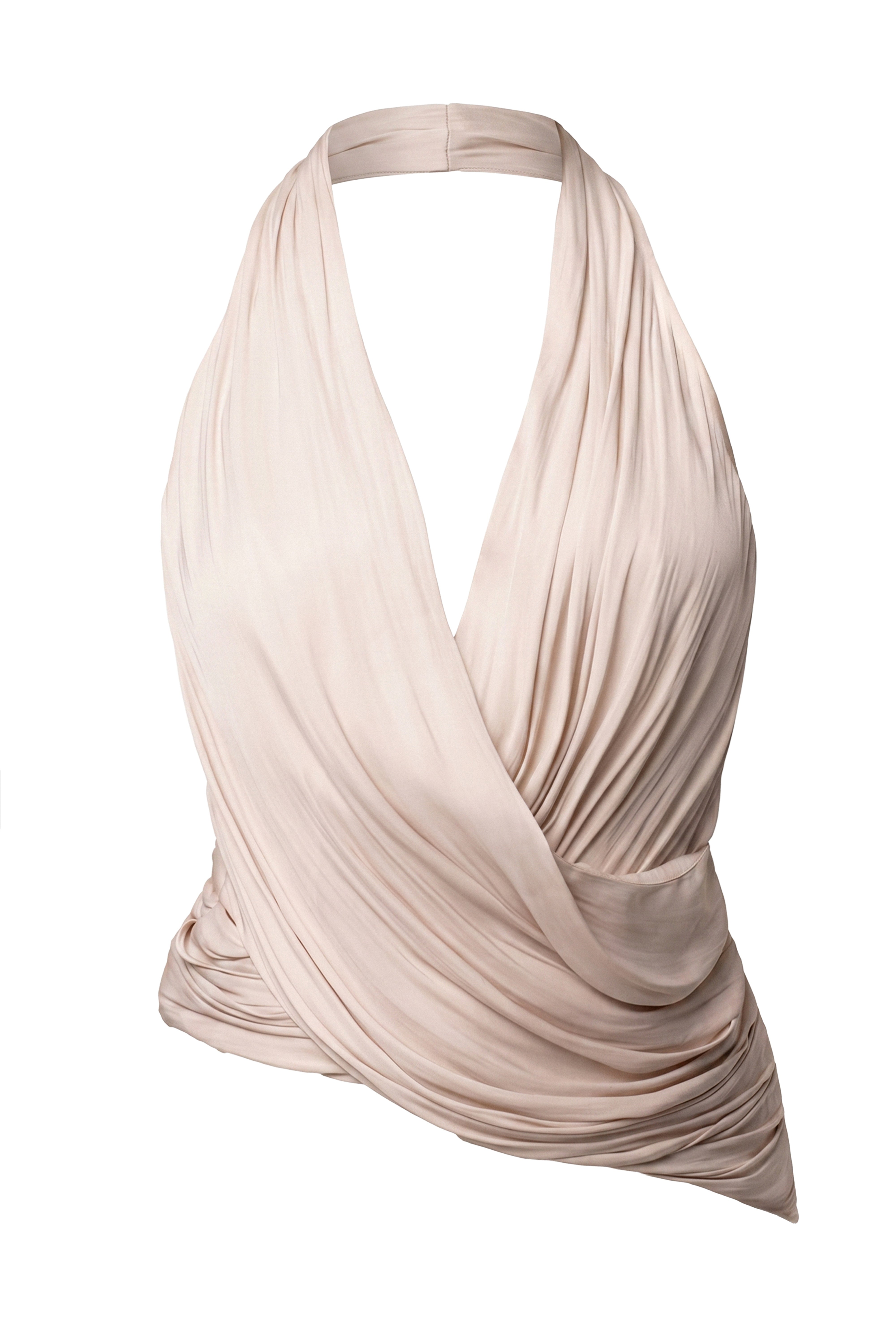 Beige Villa Draped Halter Top - JLUXLABEL