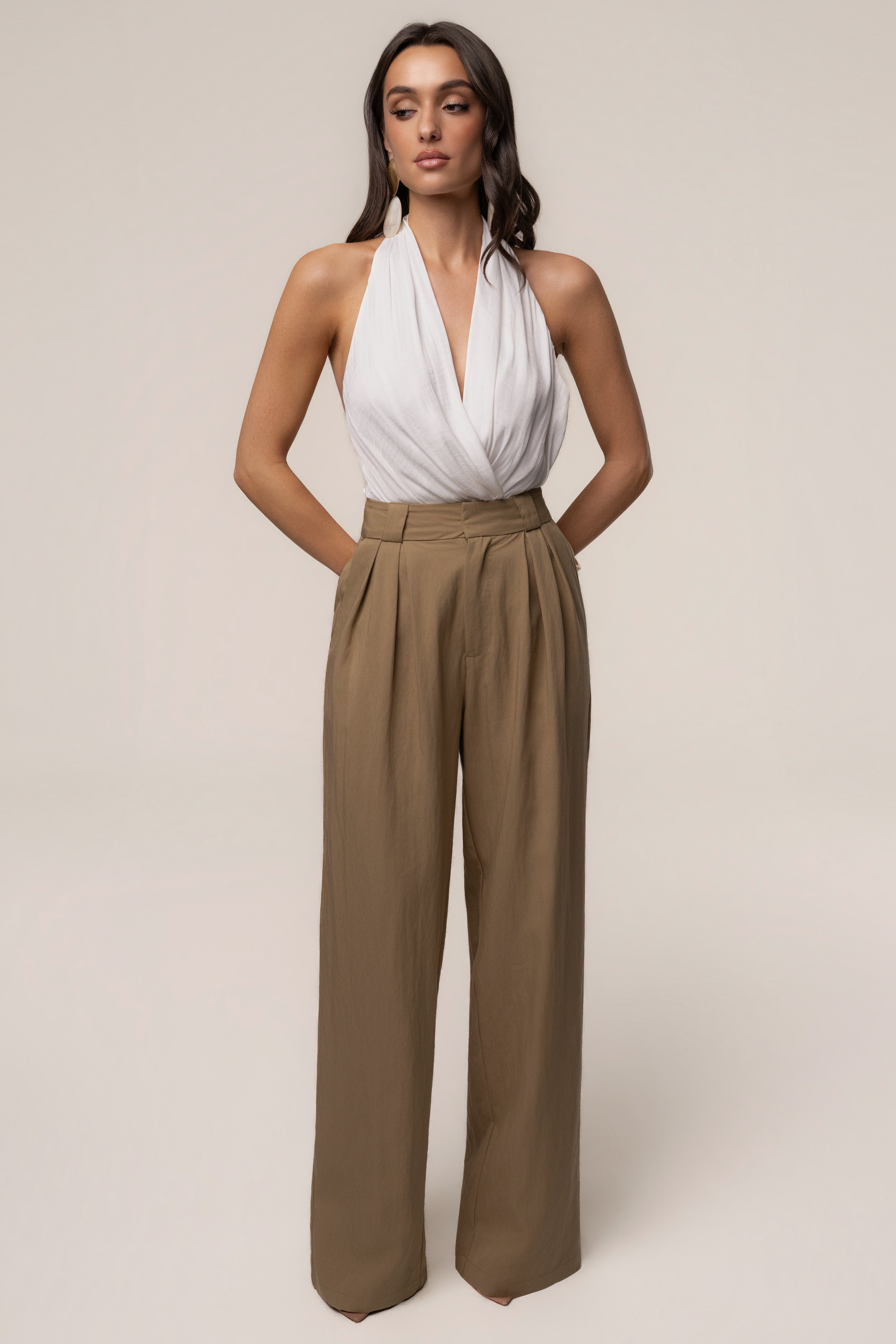 Ivory Villa Draped Halter Top - JLUXLABEL