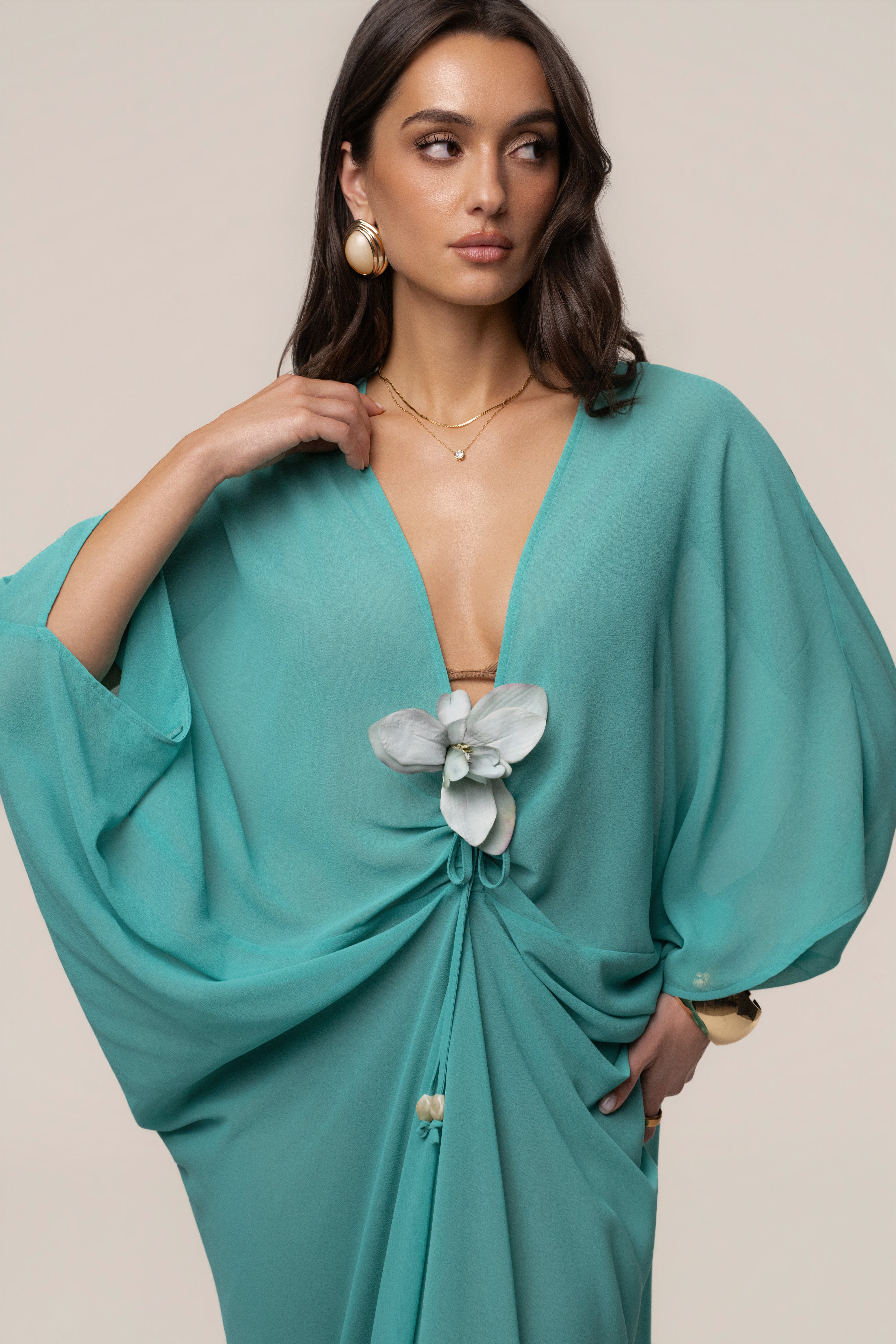 Teal Longer Days Cover Up Dress - JLUXLABEL