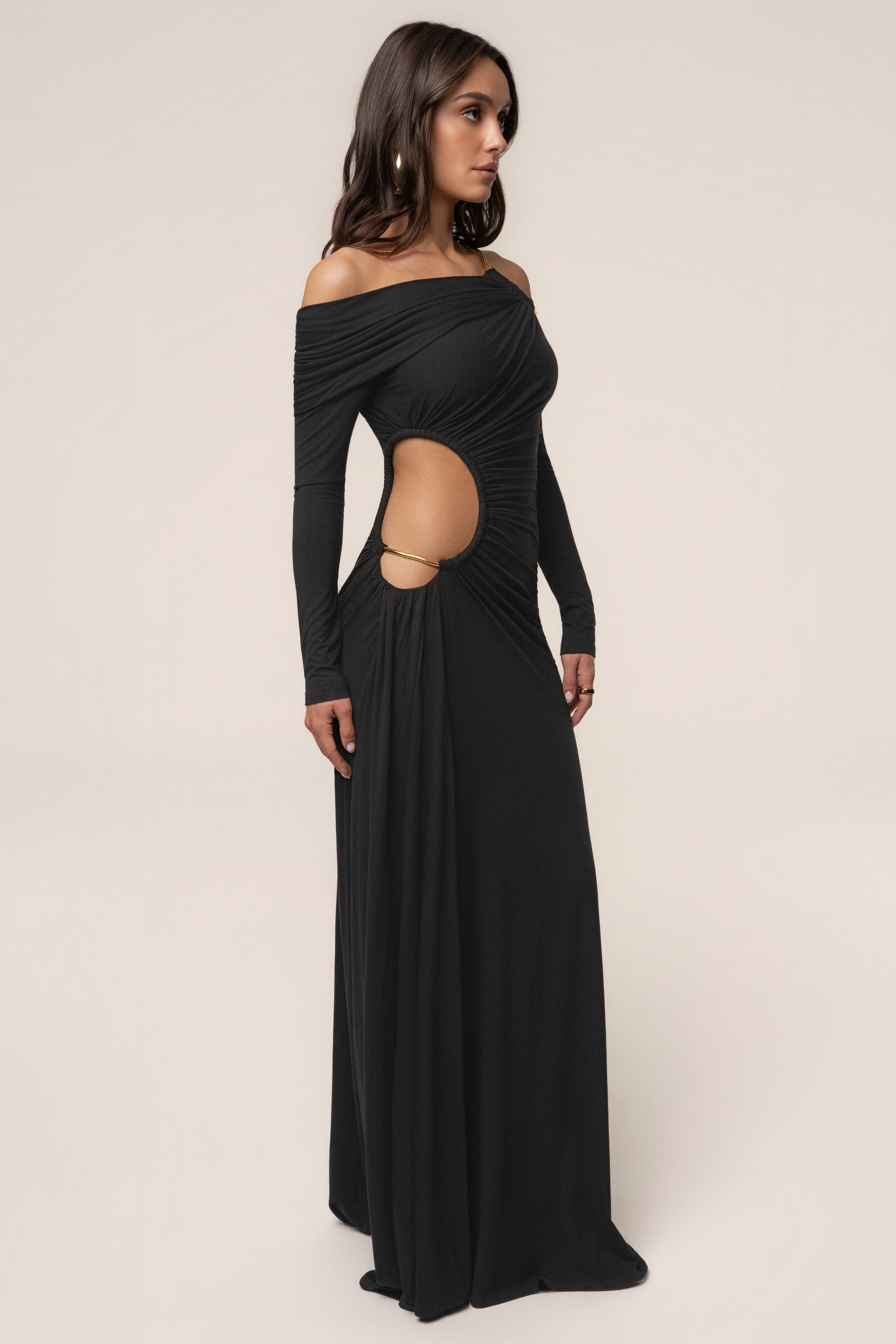 Black Gilded Grace Maxi Dress - JLUXLABEL