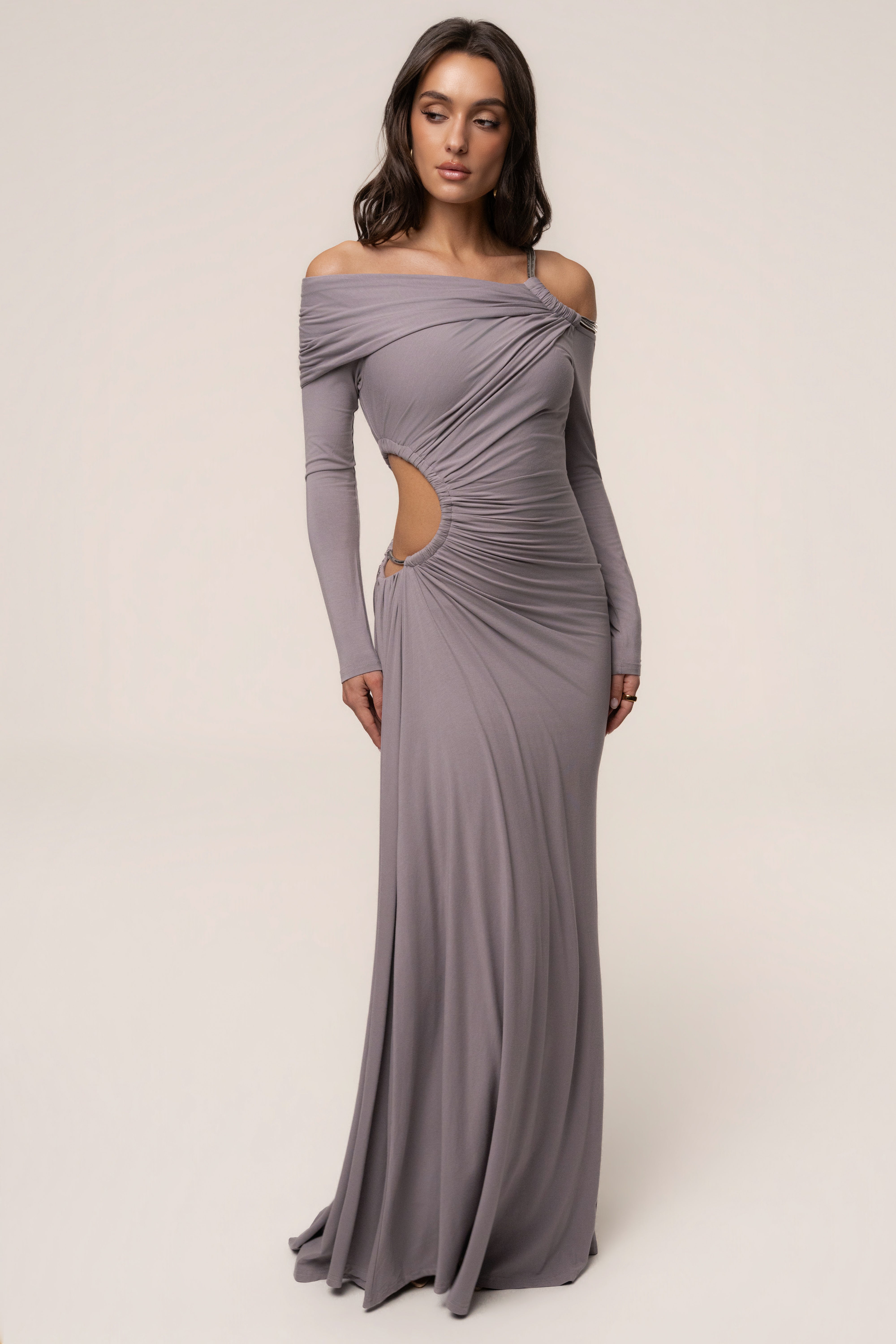 Grey Gilded Grace Maxi Dress - JLUXLABEL