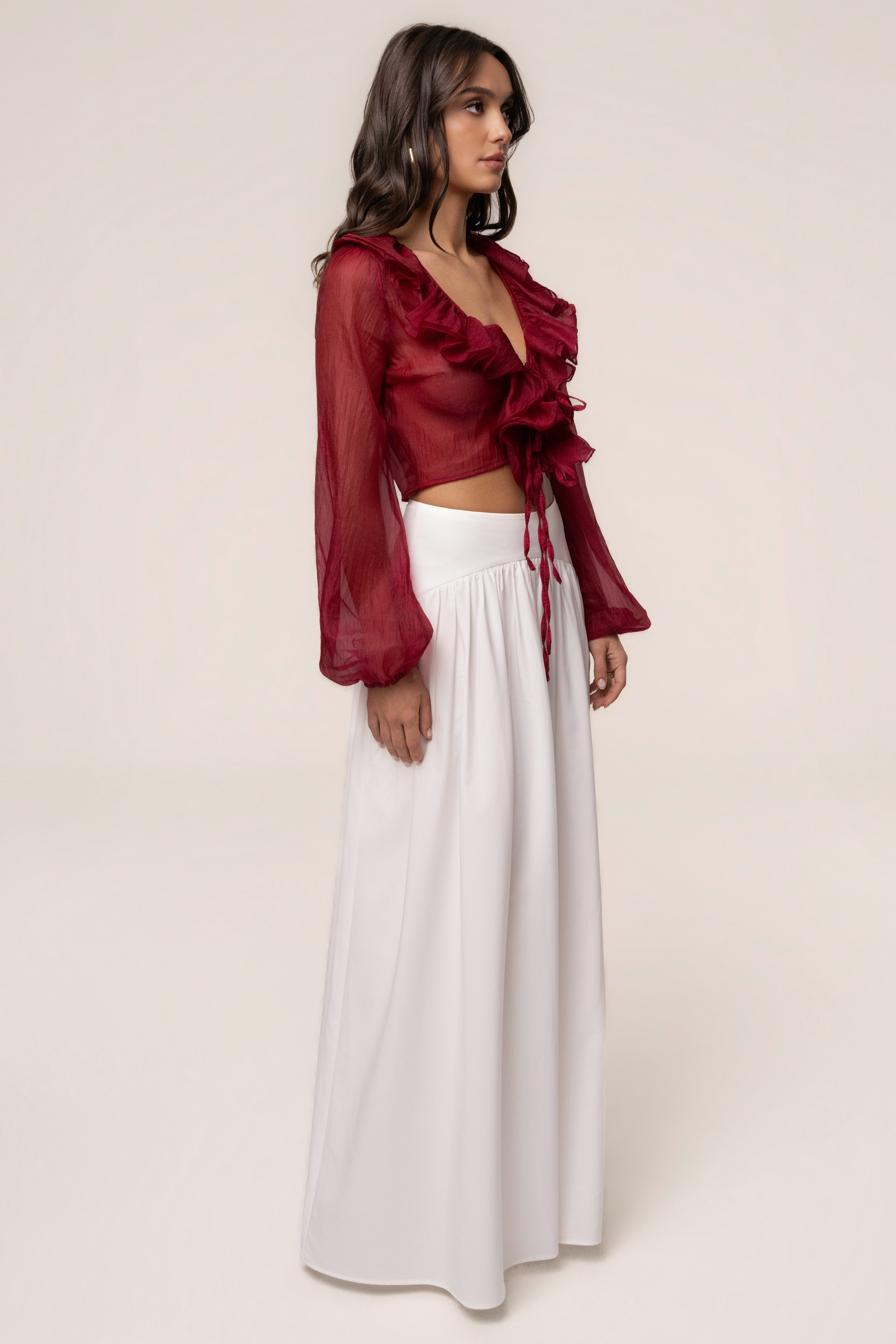 Berry Delilah Ruffled Top - JLUXLABEL