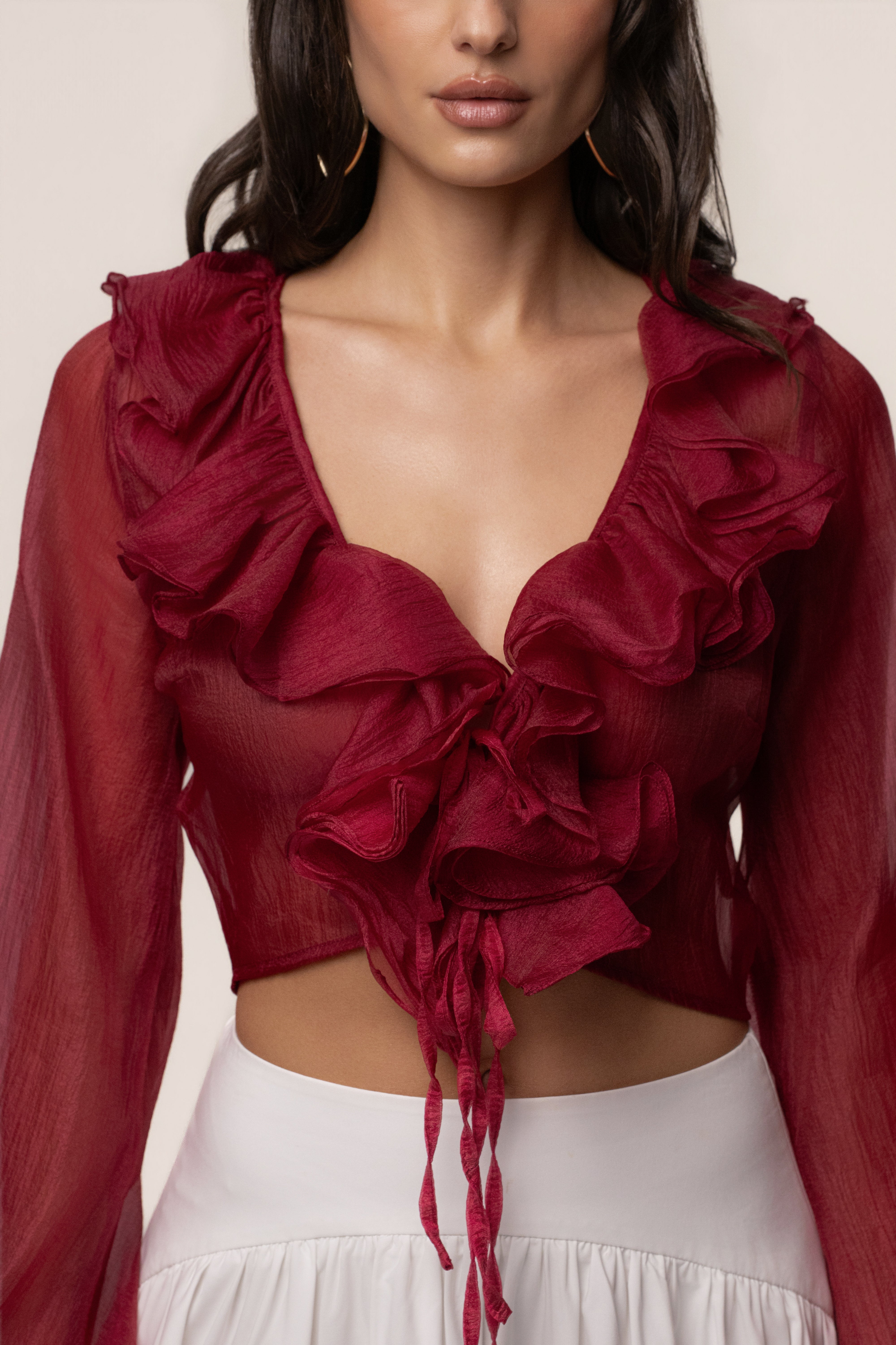 Berry Delilah Ruffled Top - JLUXLABEL