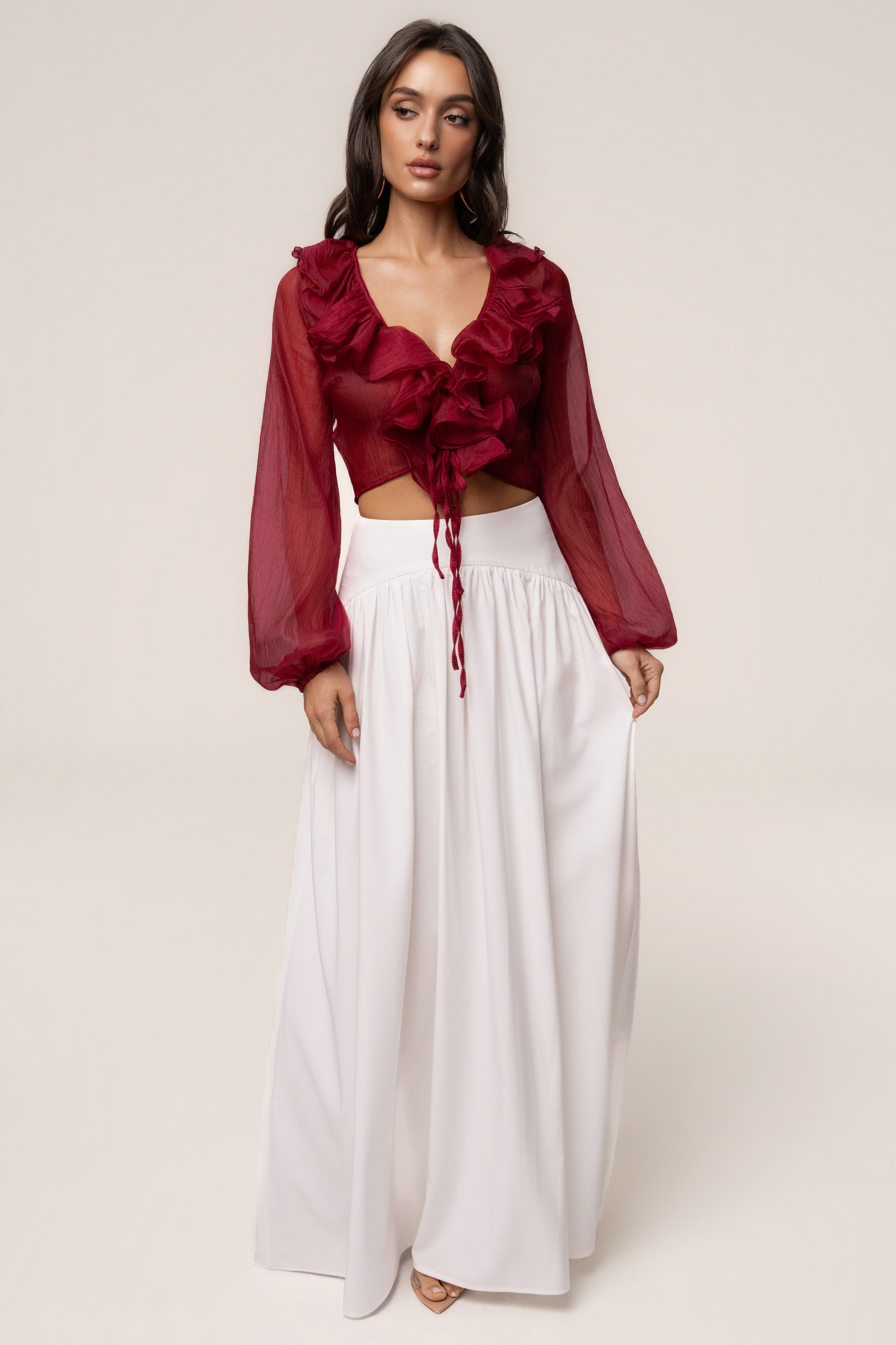 Berry Delilah Ruffled Top - JLUXLABEL