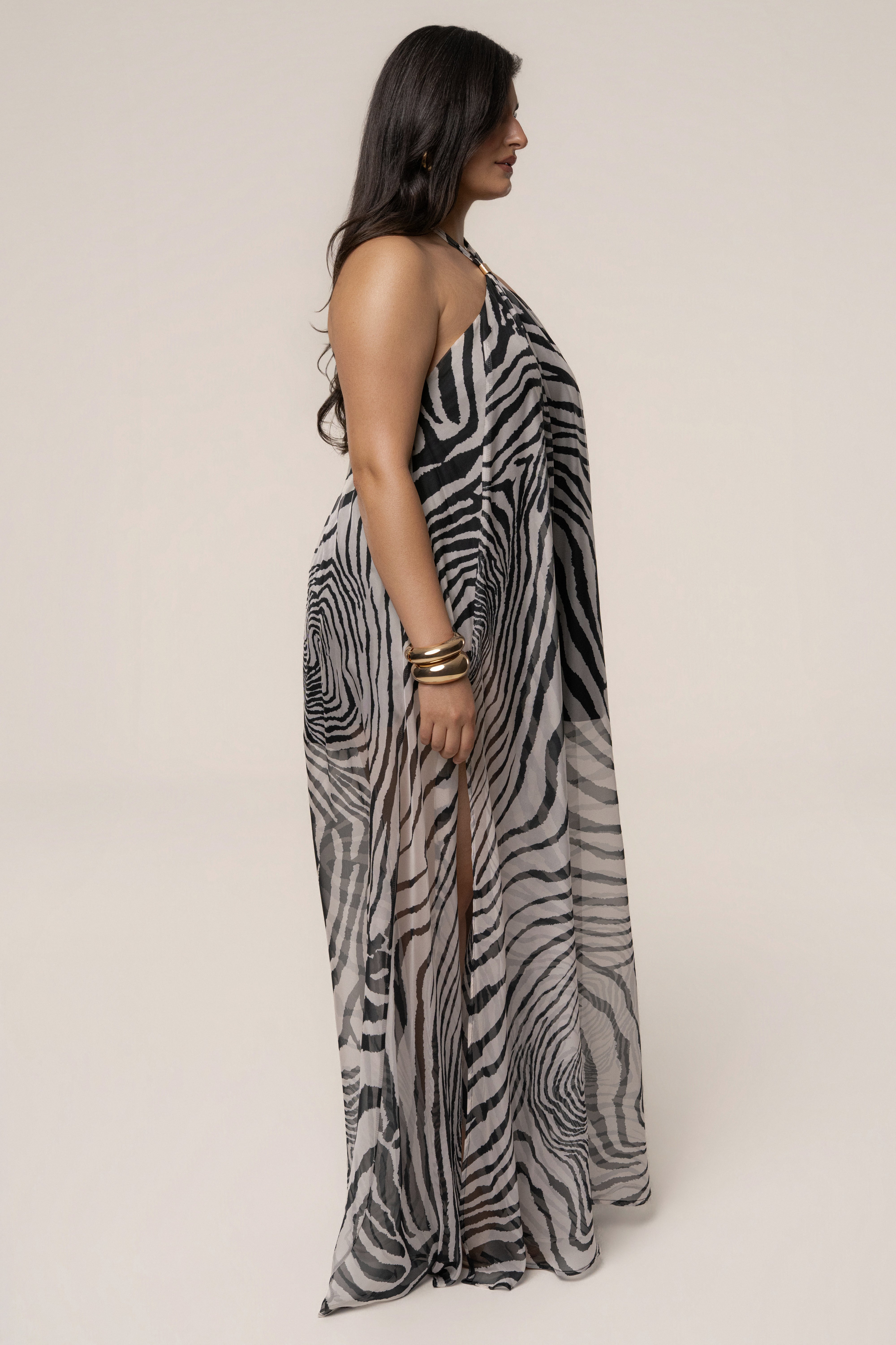 slim fit dress slacks Valorie Halter Mini Dress Zebra