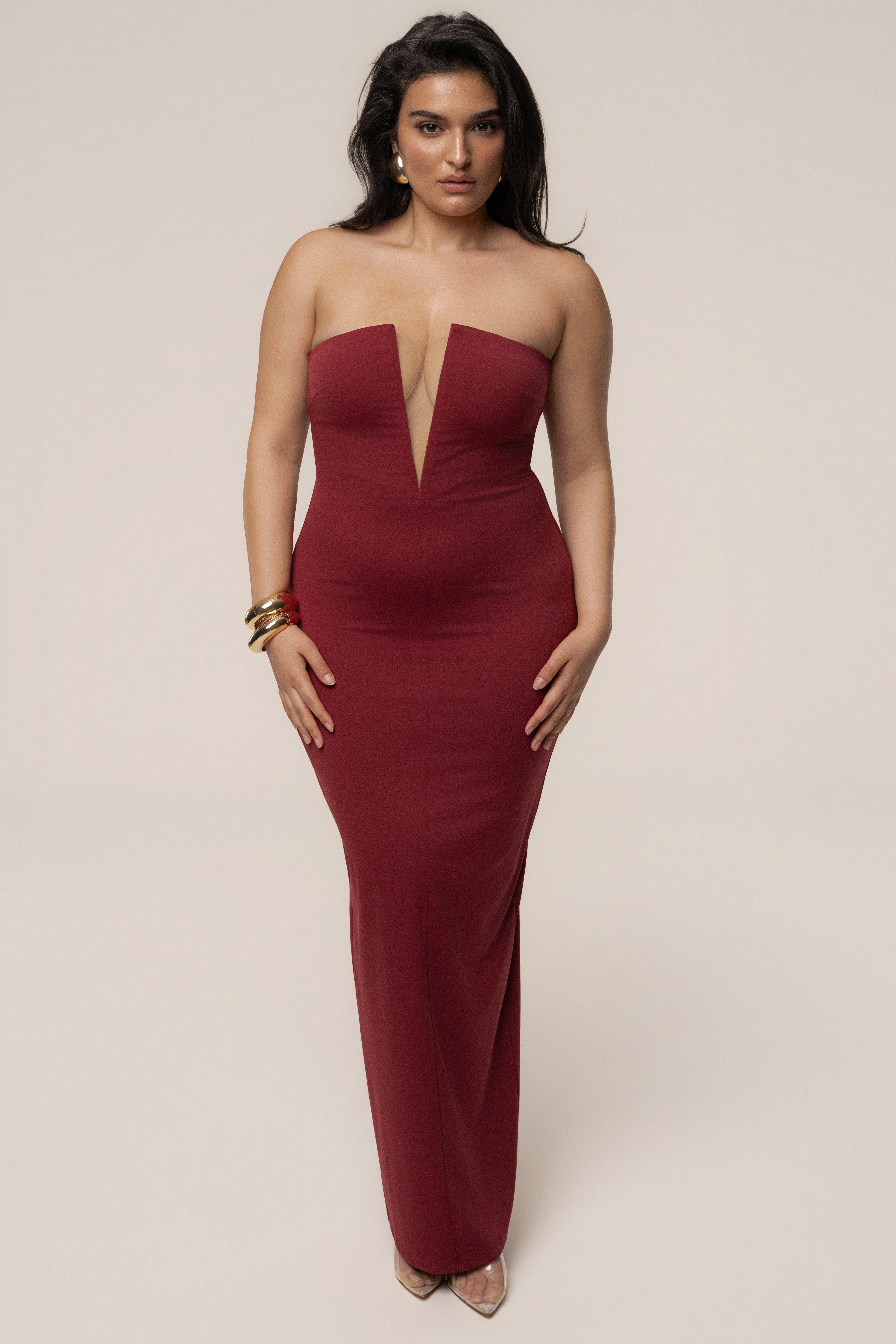 Burgundy Midnight Illusion Maxi Gown - JLUXLABEL