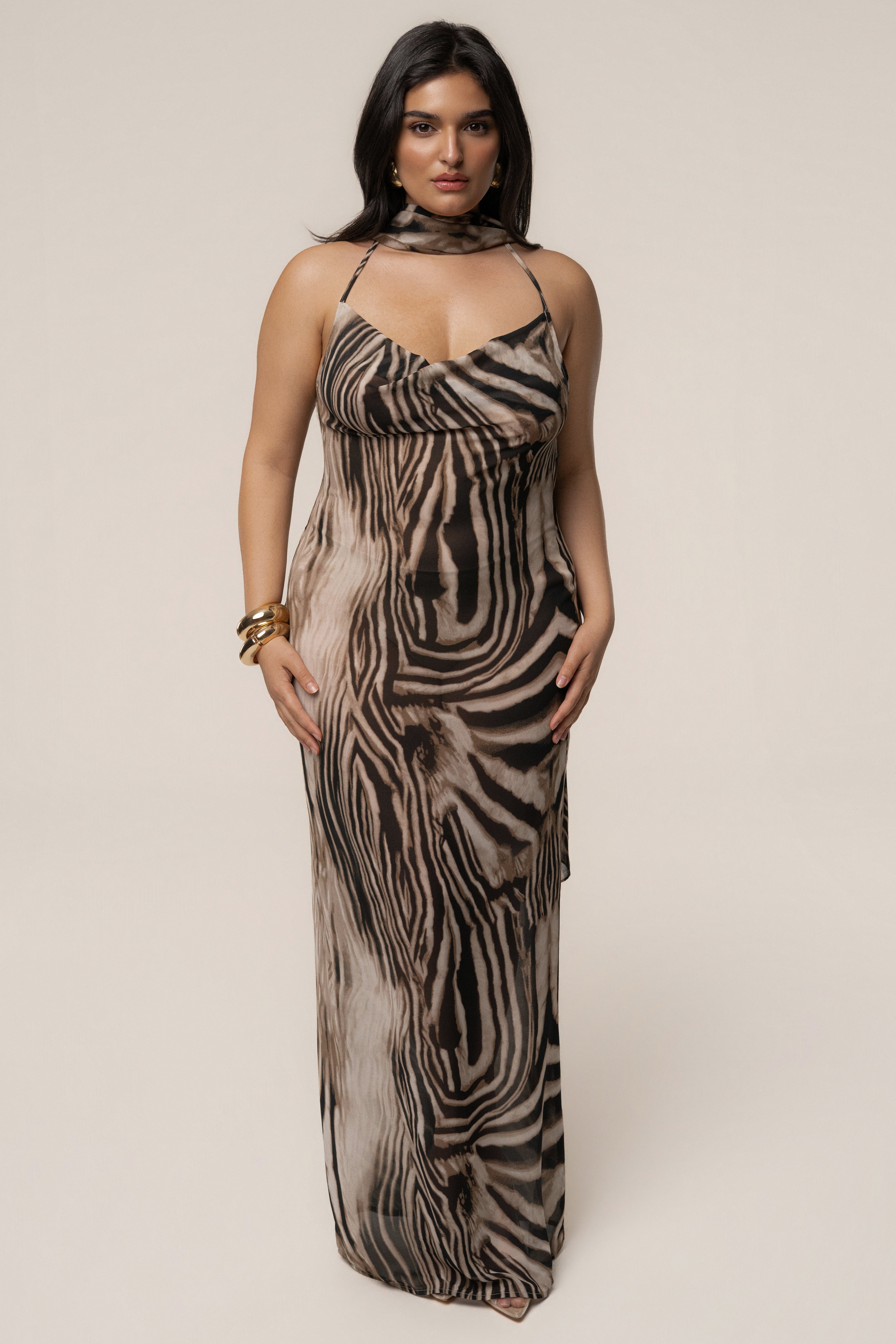 Brown Zebra Print Infinite Journey Maxi Dress - JLUXLABEL