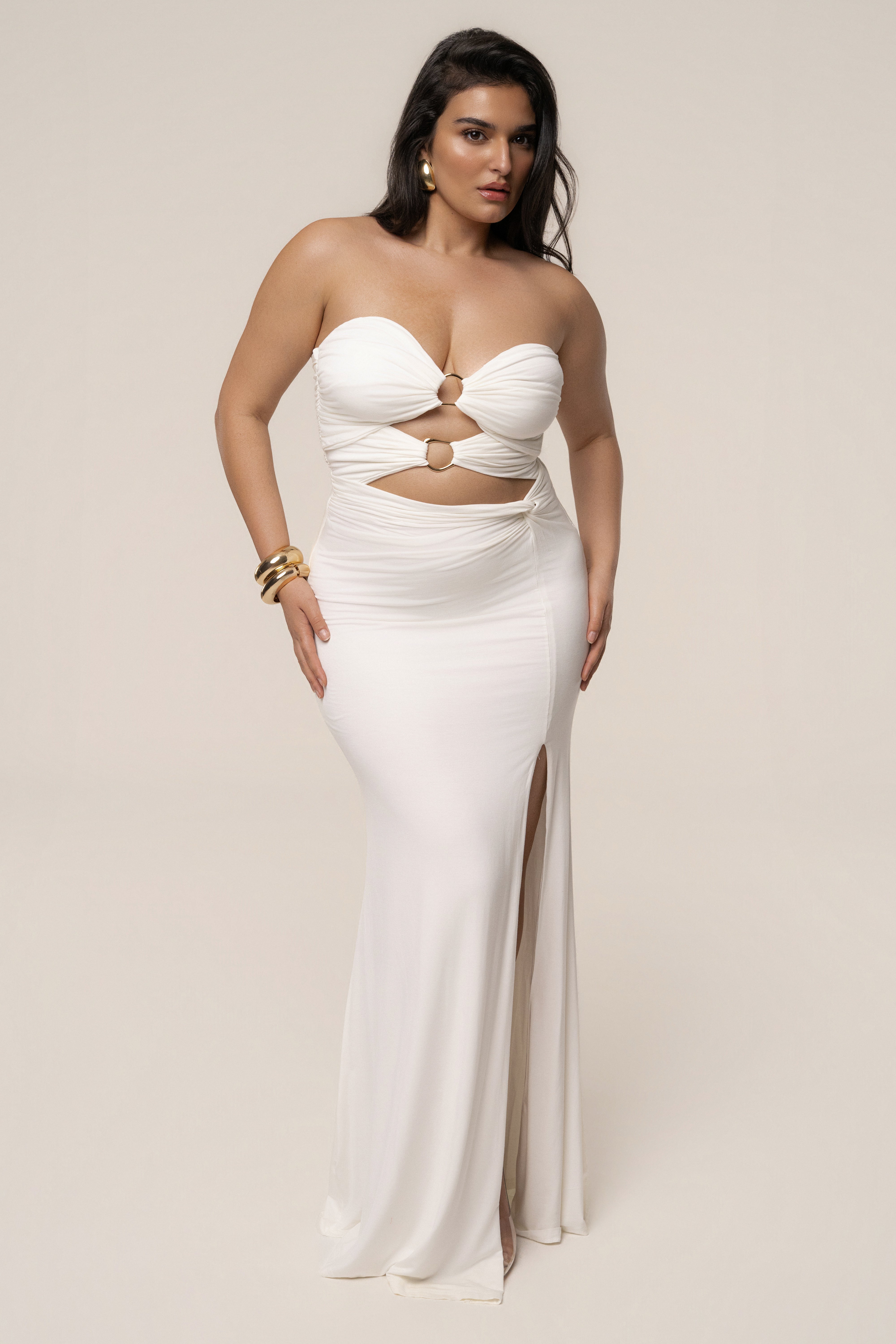 Ivory Athena Cutout Maxi Dress - JLUXLABEL