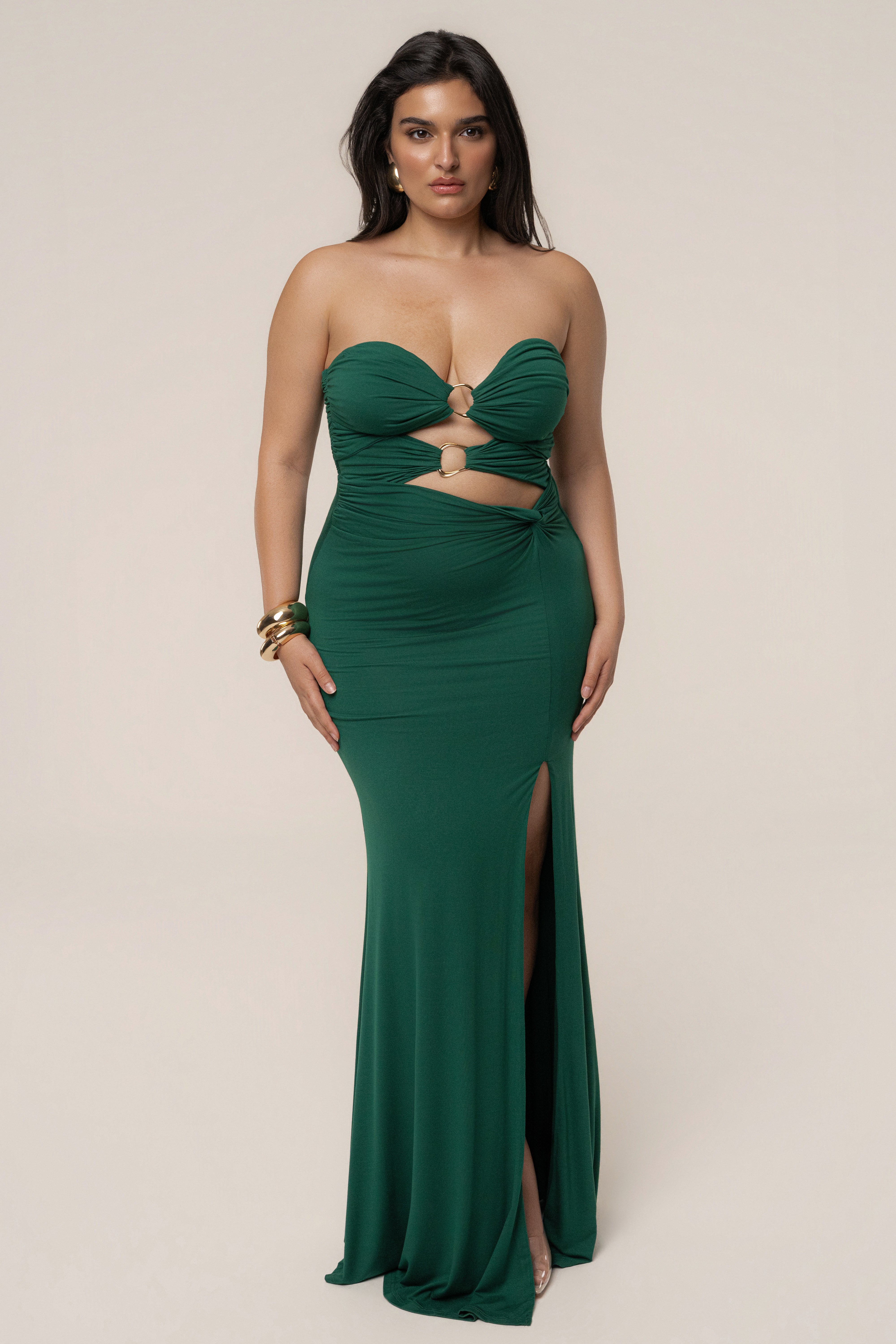 Green Athena Cutout Maxi Dress - JLUXLABEL
