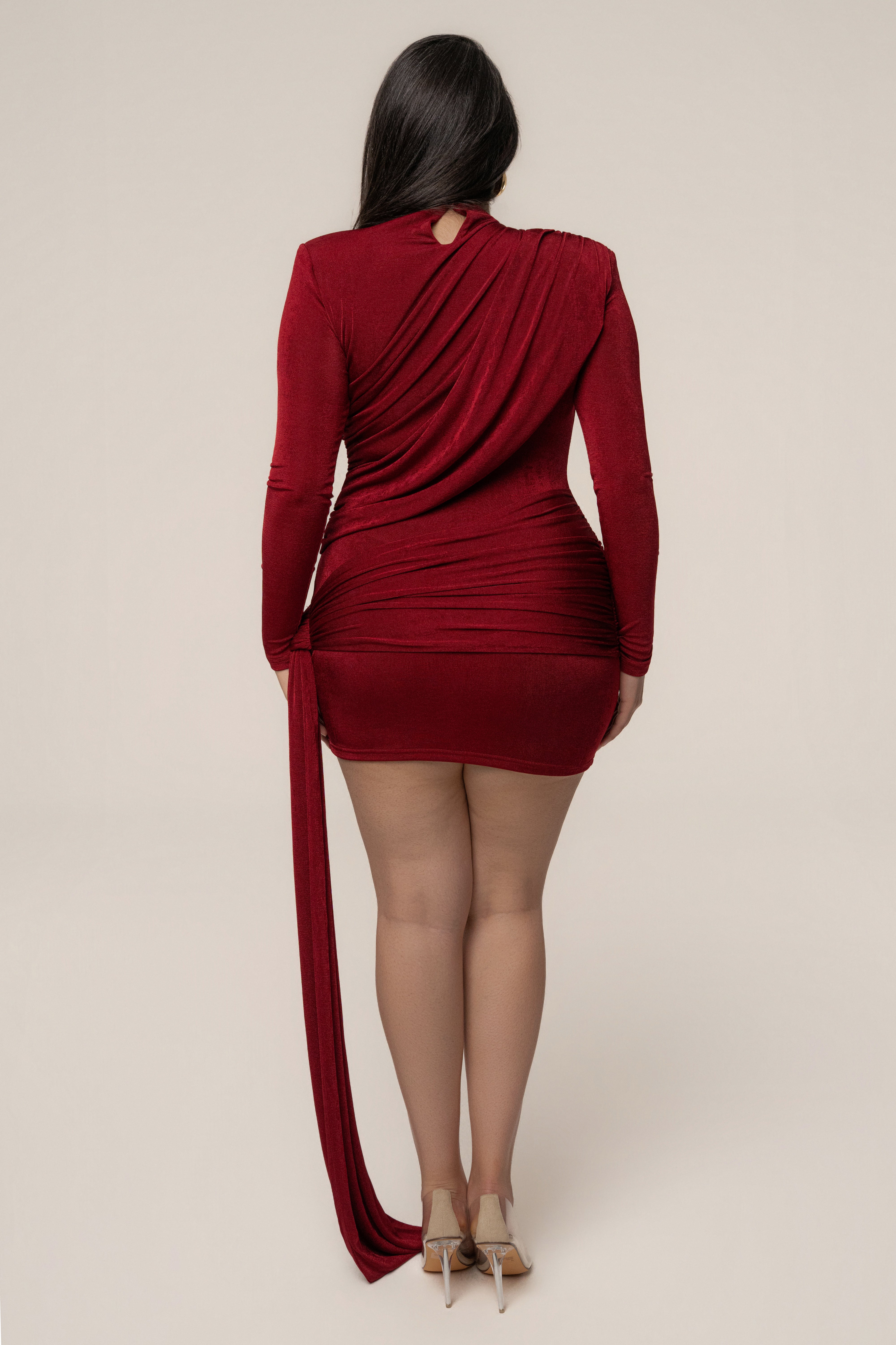 Berry Moments Draped Mini Dress - JLUXLABEL