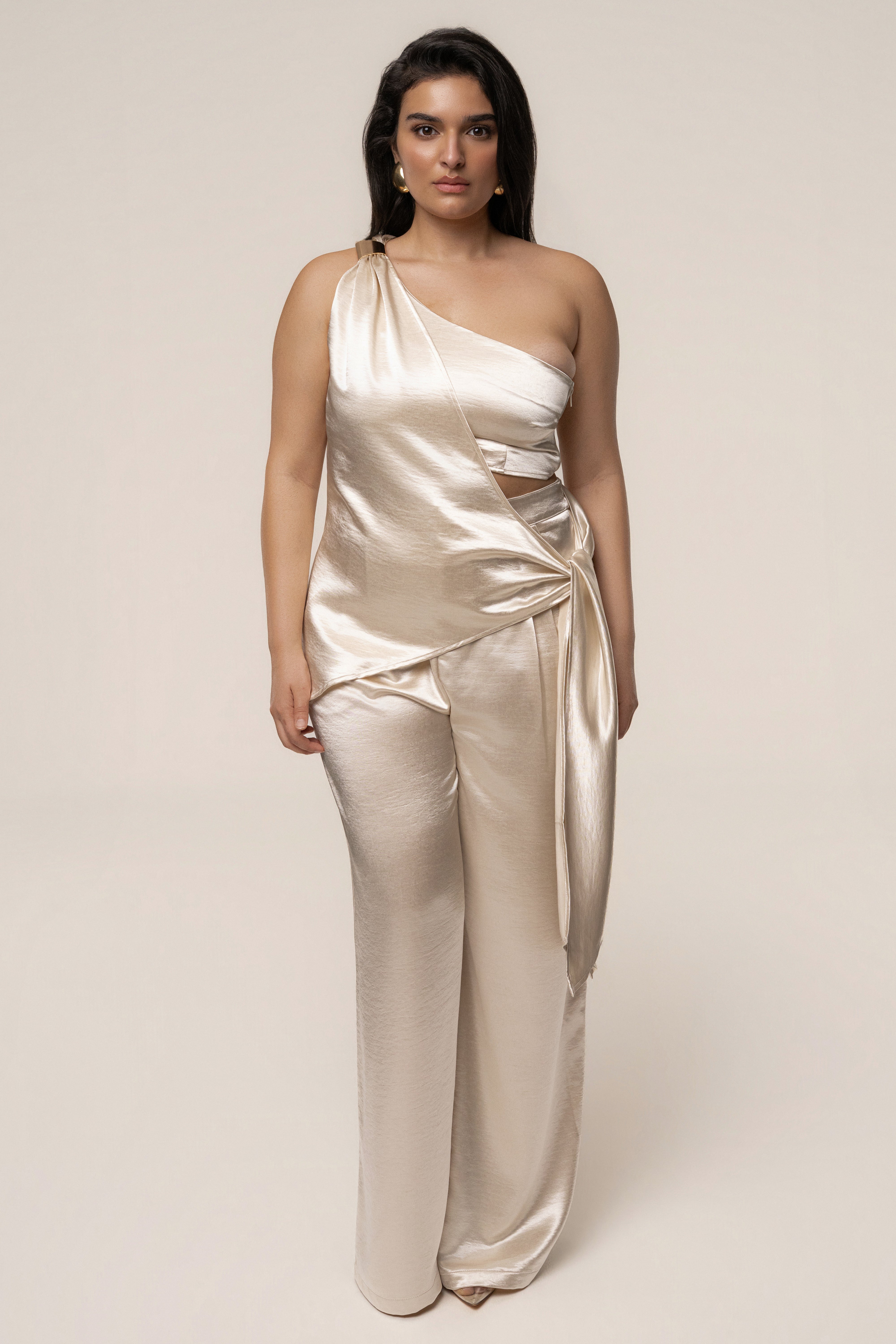 Ivory Thea Satin Pants - JLUXLABEL