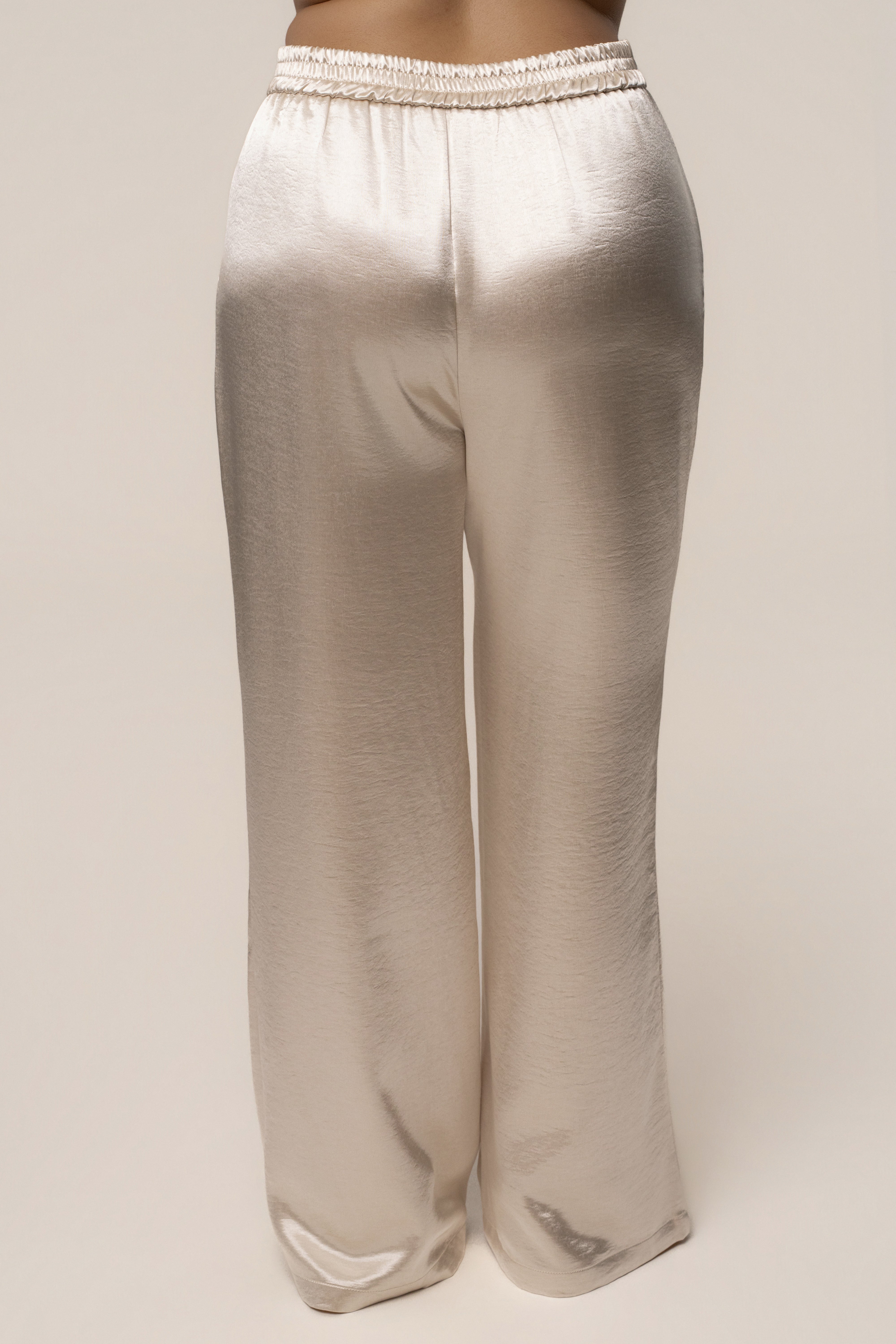Ivory Thea Satin Pants - JLUXLABEL