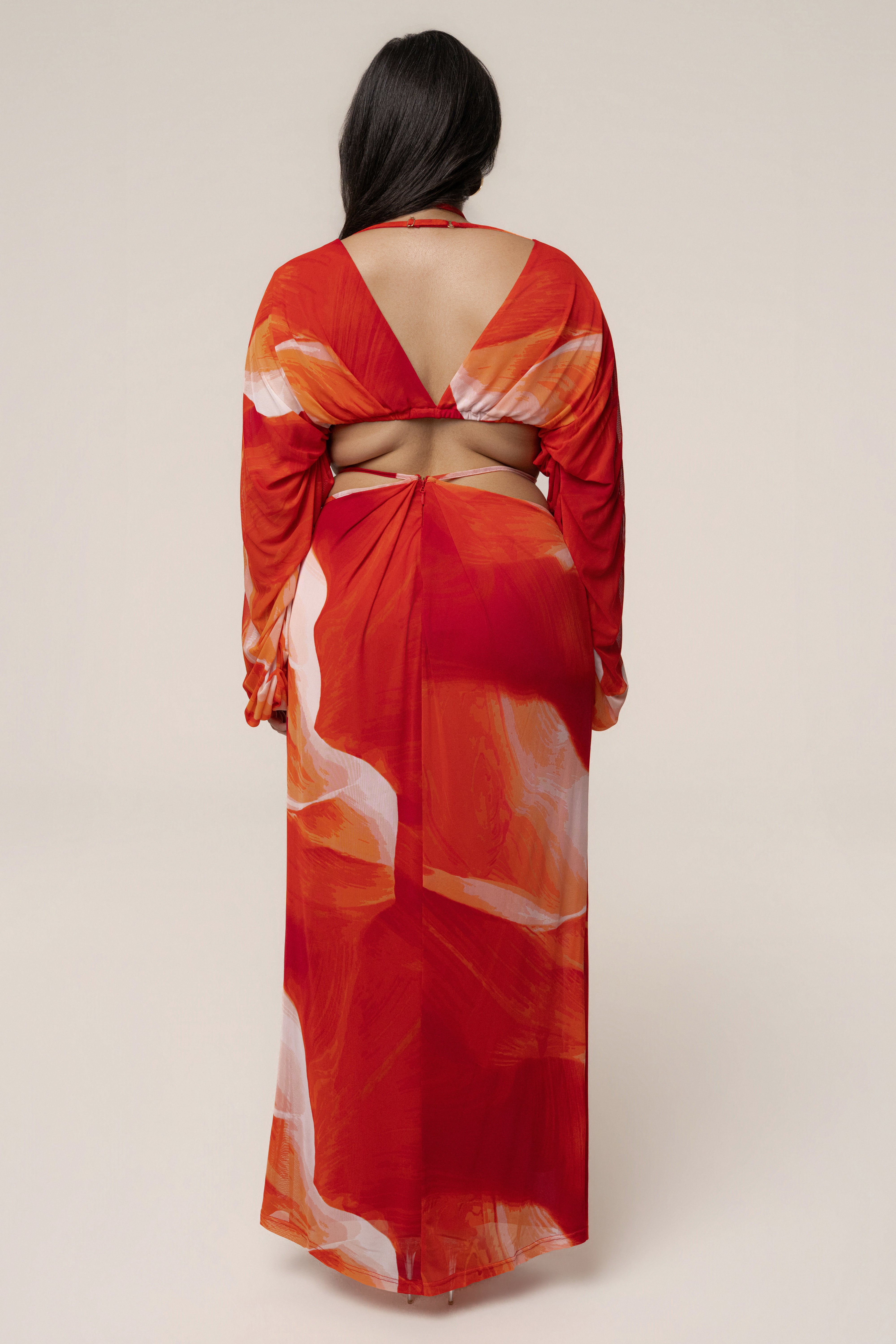 Sunset Red Selene Draped Top - JLUXLABEL