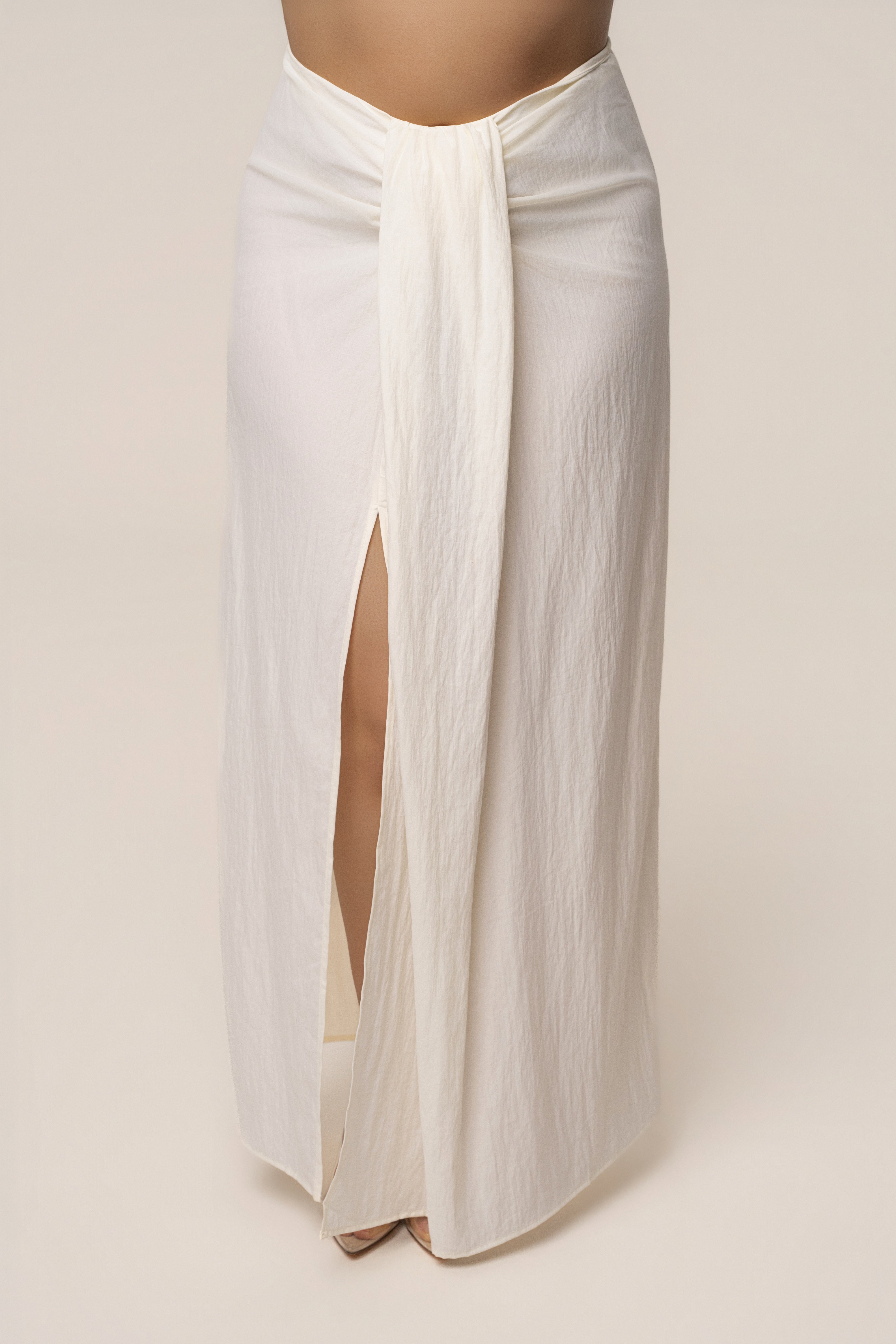 Ivory Flowing Elegance Maxi Skirt - JLUXLABEL