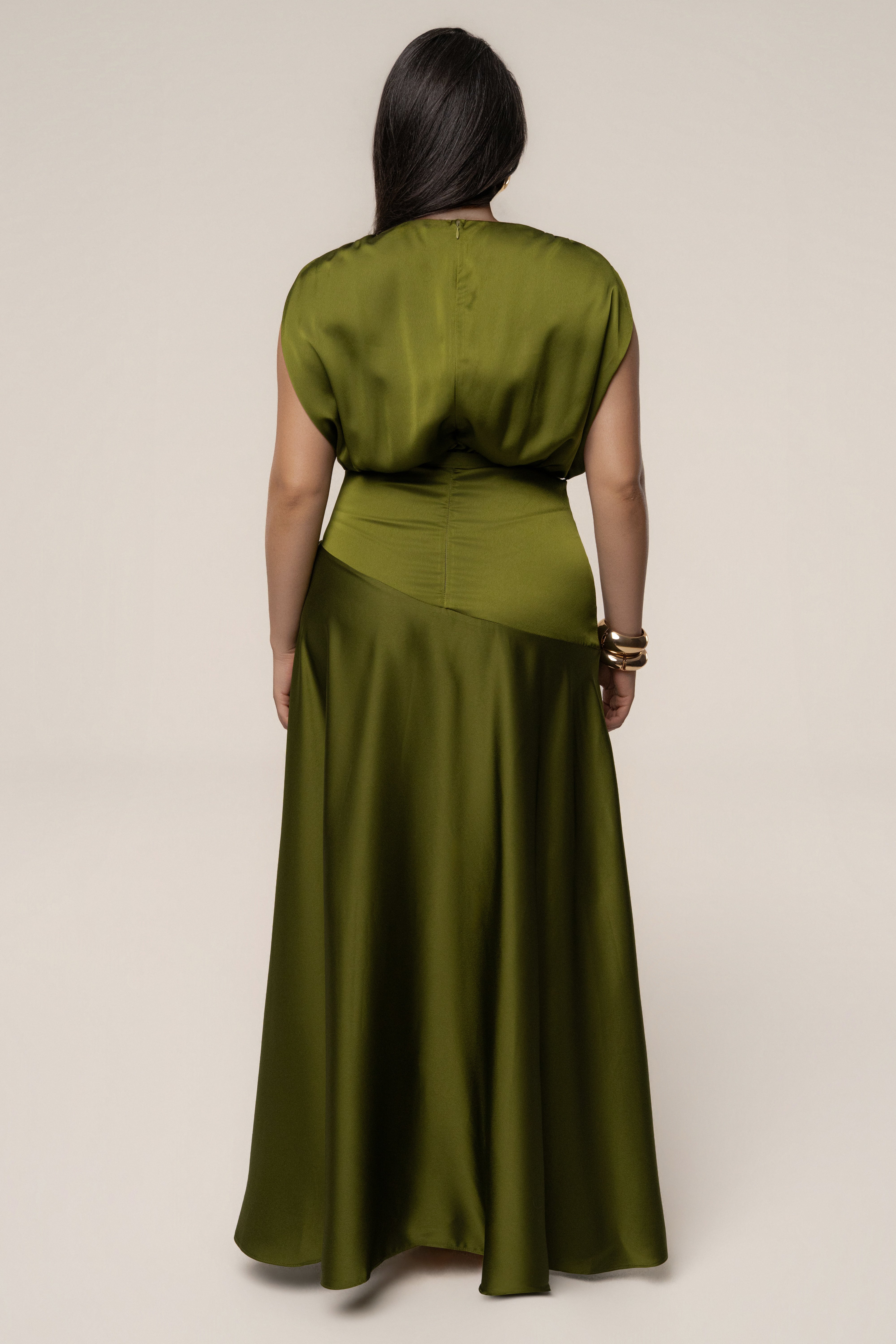 Olive Amalia Satin Maxi Dress