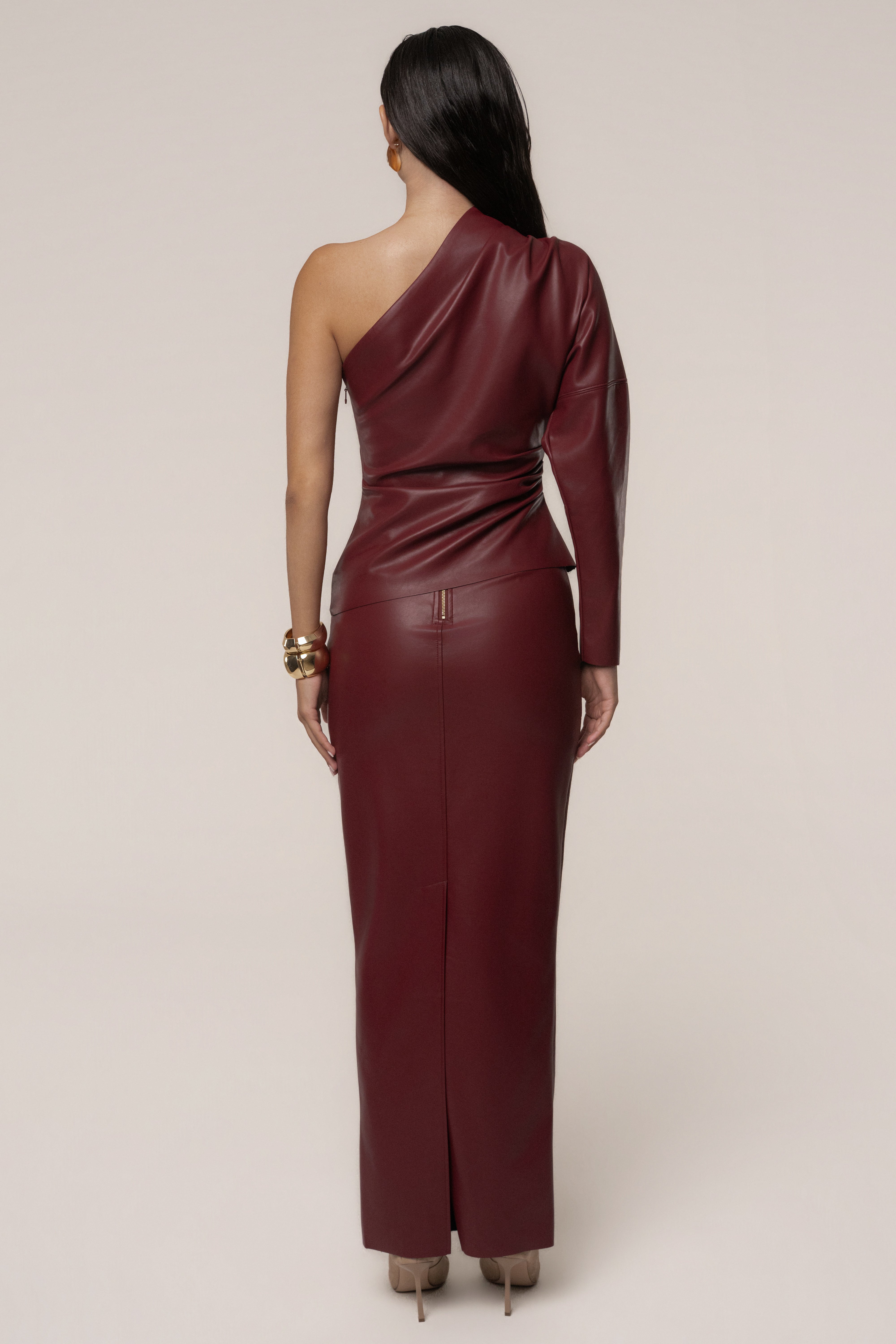 Burgundy Ace PU Leather Skirt - JLUXLABEL