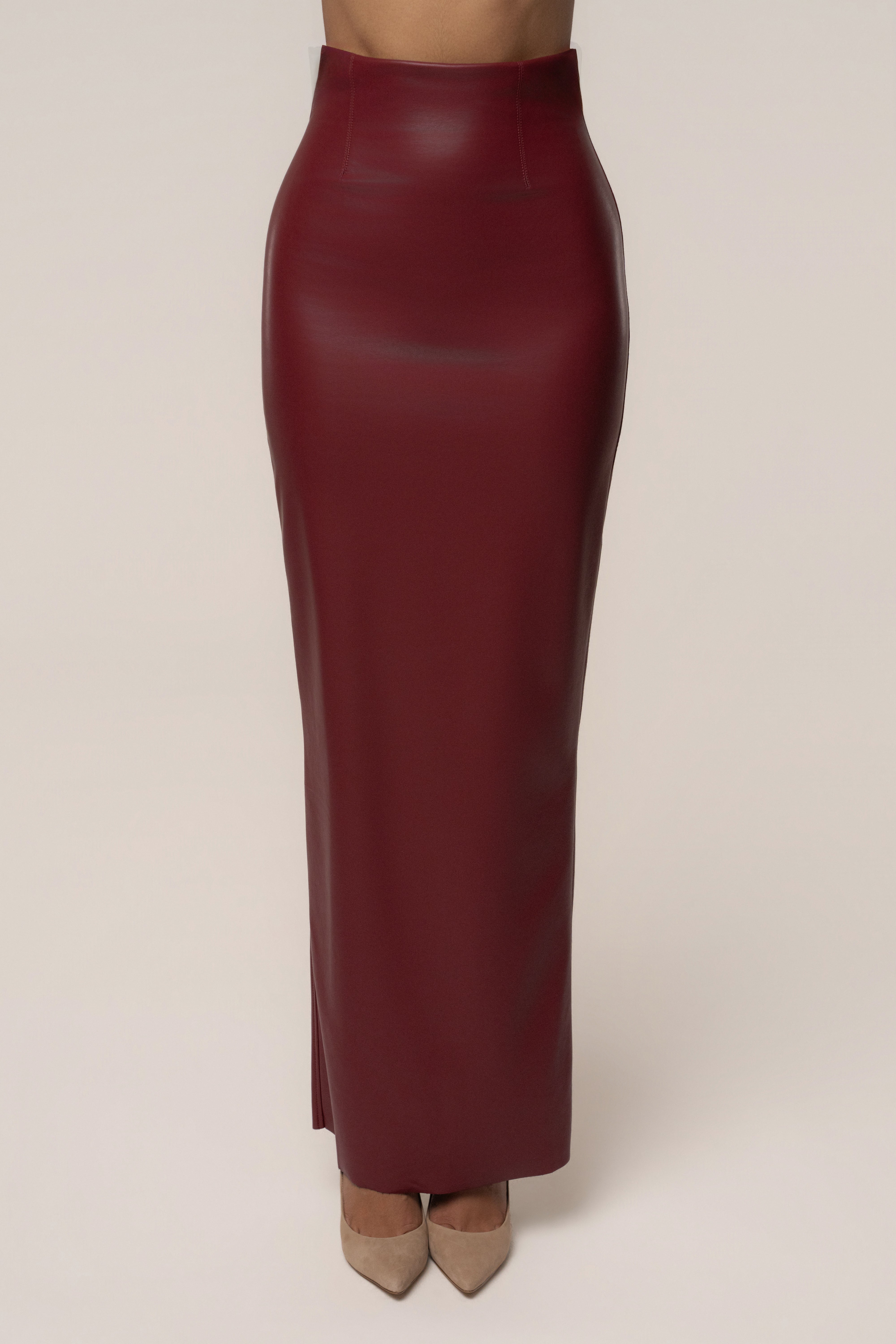 Burgundy Ace PU Leather Skirt - JLUXLABEL