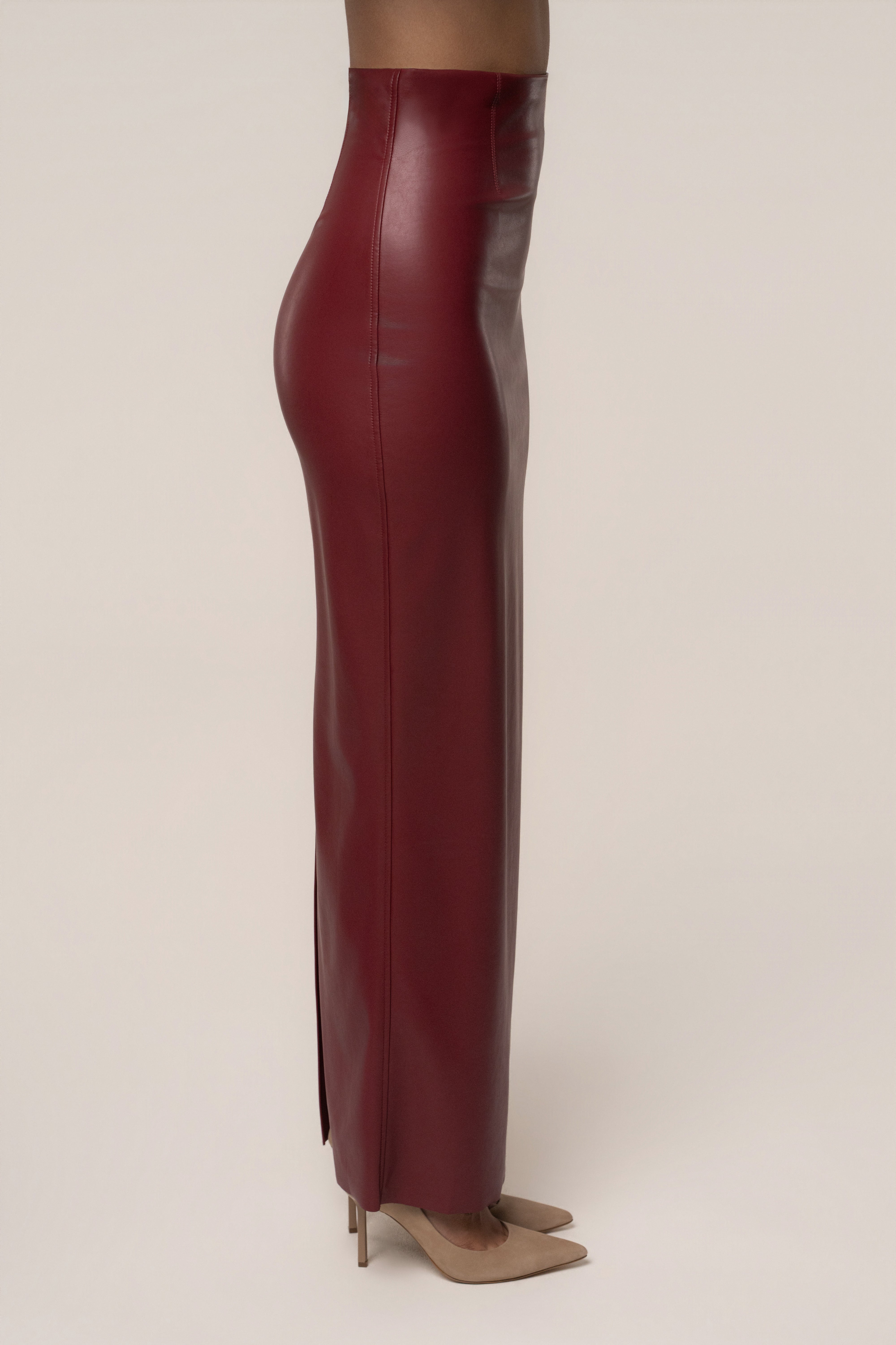Burgundy Ace PU Leather Skirt - JLUXLABEL
