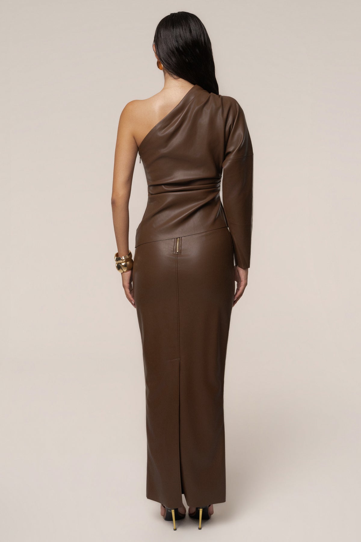Chocolate Ace PU Leather Skirt - JLUXLABEL