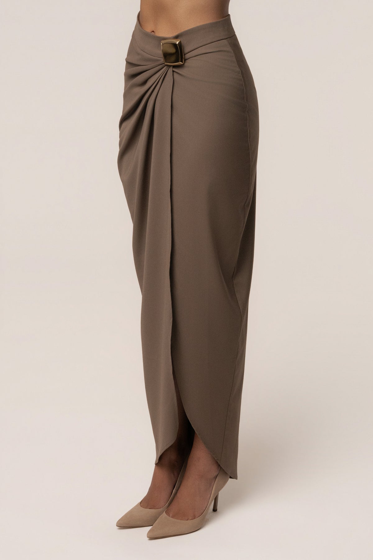 Taupe Inner Glow Slit Skirt