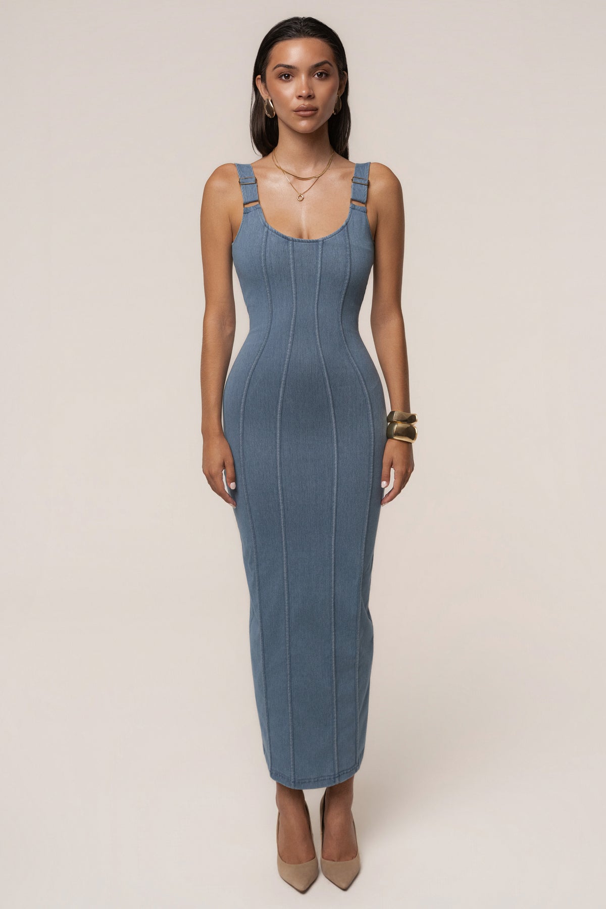Medium Wash Soho Denim Maxi Dress