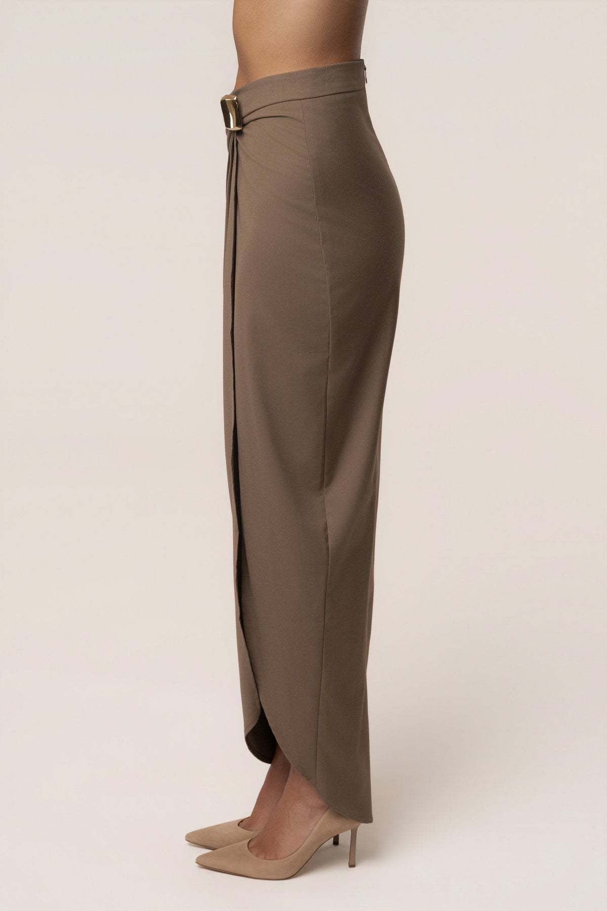 Taupe Inner Glow Slit Skirt