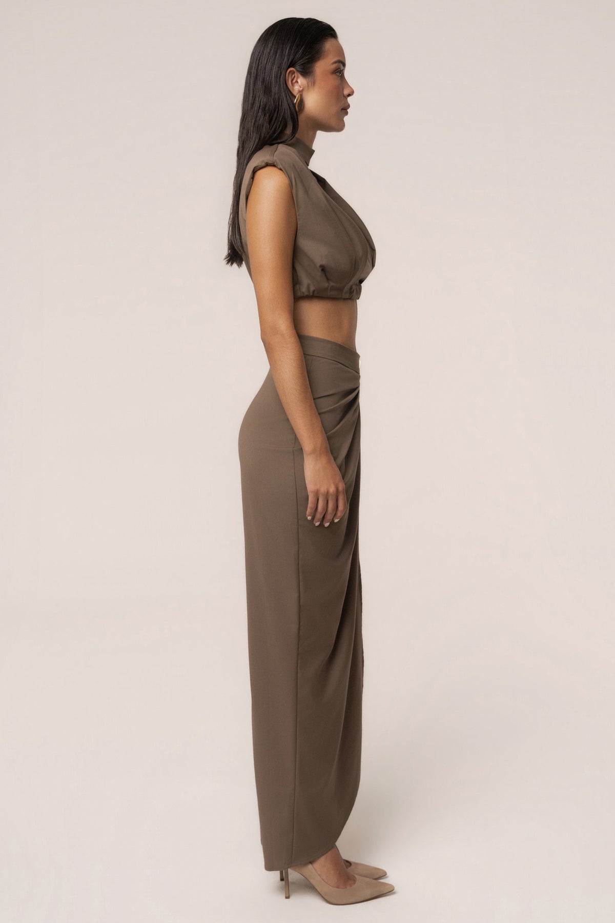 Taupe Inner Glow Slit Skirt
